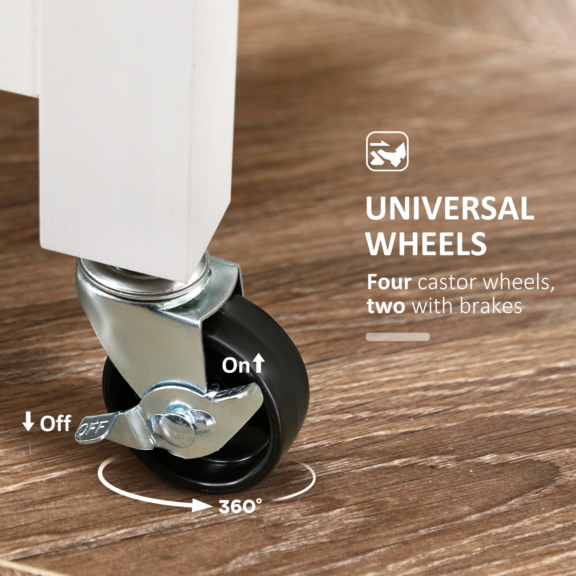 36" Rolling Kitchen Island Cart with Wood Top, Shelves & Drawers for Dining, White - HOMCOM