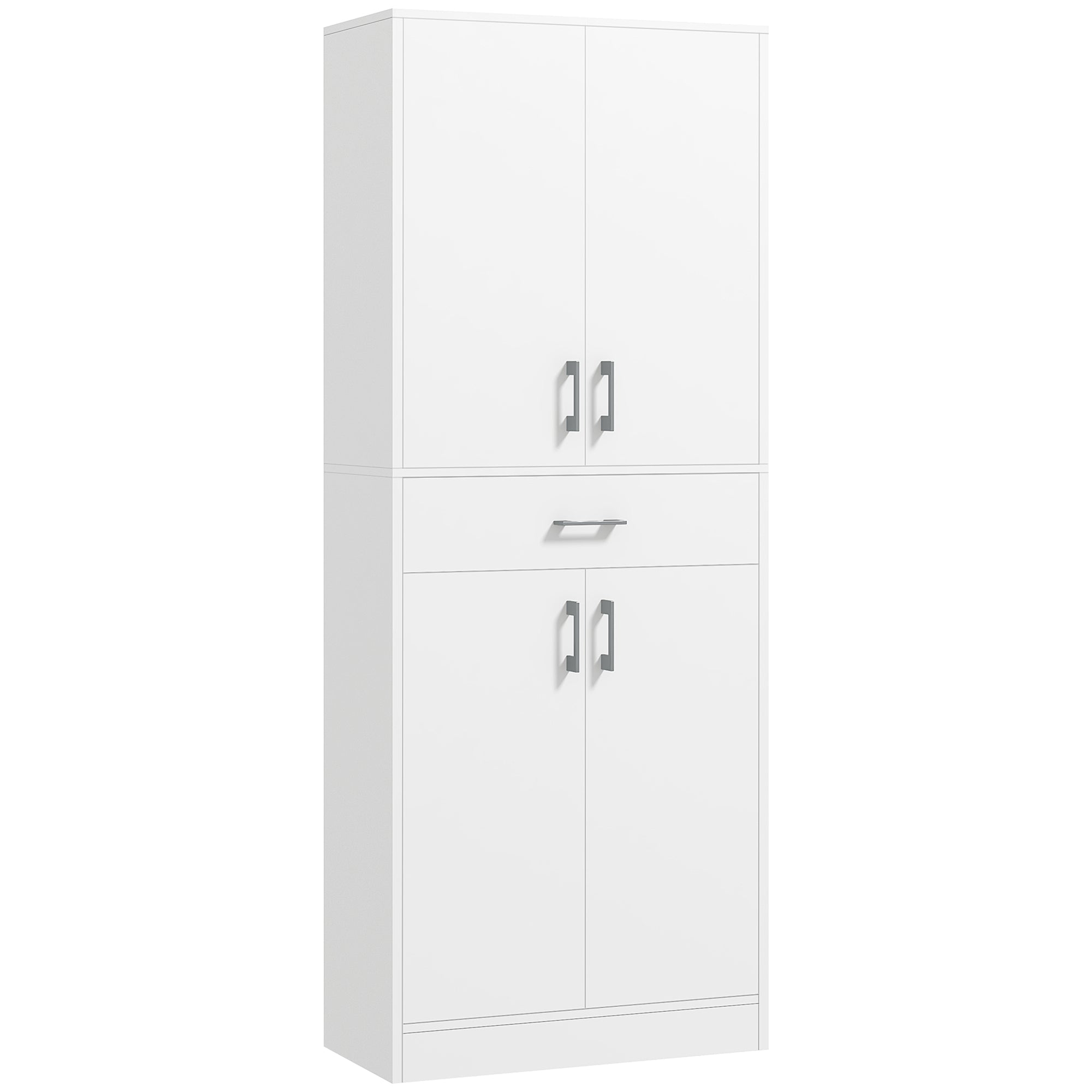 71" Freestanding Tall Kitchen Pantry with Drawer and Adjustable Shelf, White