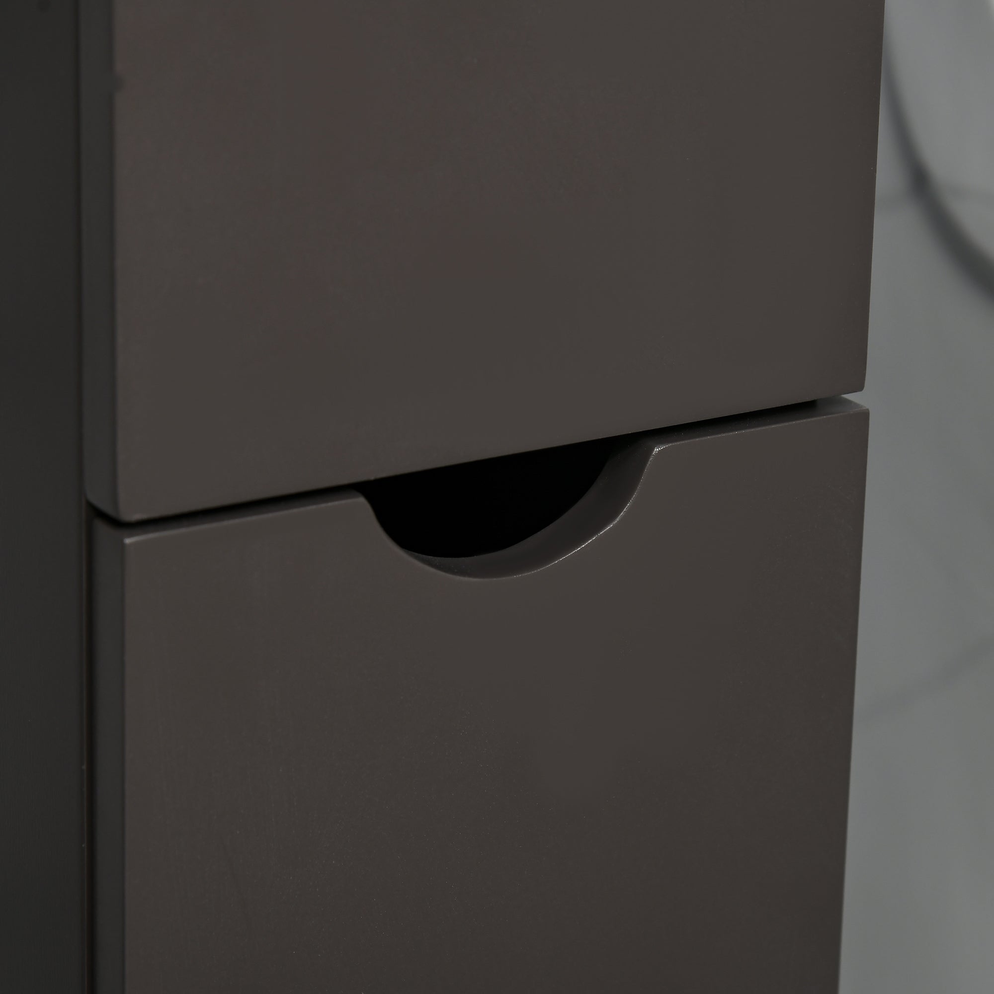 54" Tall Bathroom Storage Cabinet, Freestanding Linen Tower w/ 2 Tier Shelf & Drawers, Brown