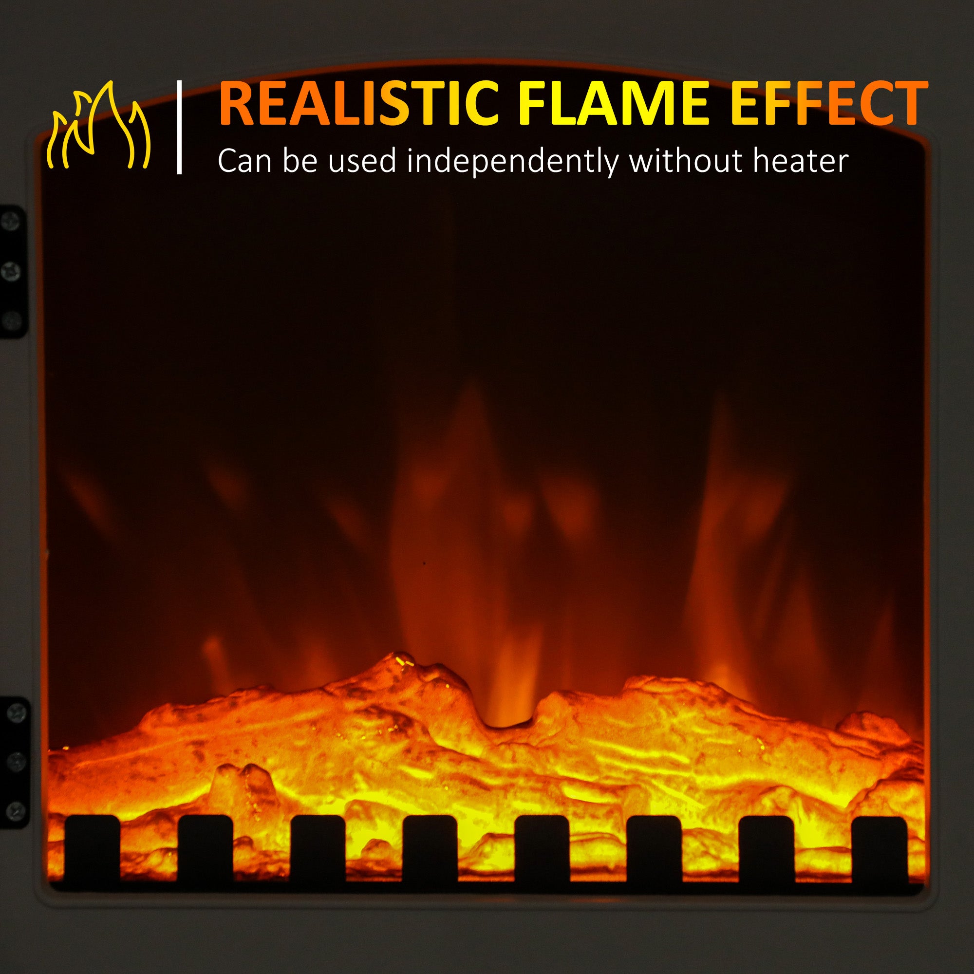 HOMCOM Electric Stove Heater with Realistic Flame Effect, 2000W Portable Indoor Freestanding Electric Fireplace with Adjustable Thermostat, White