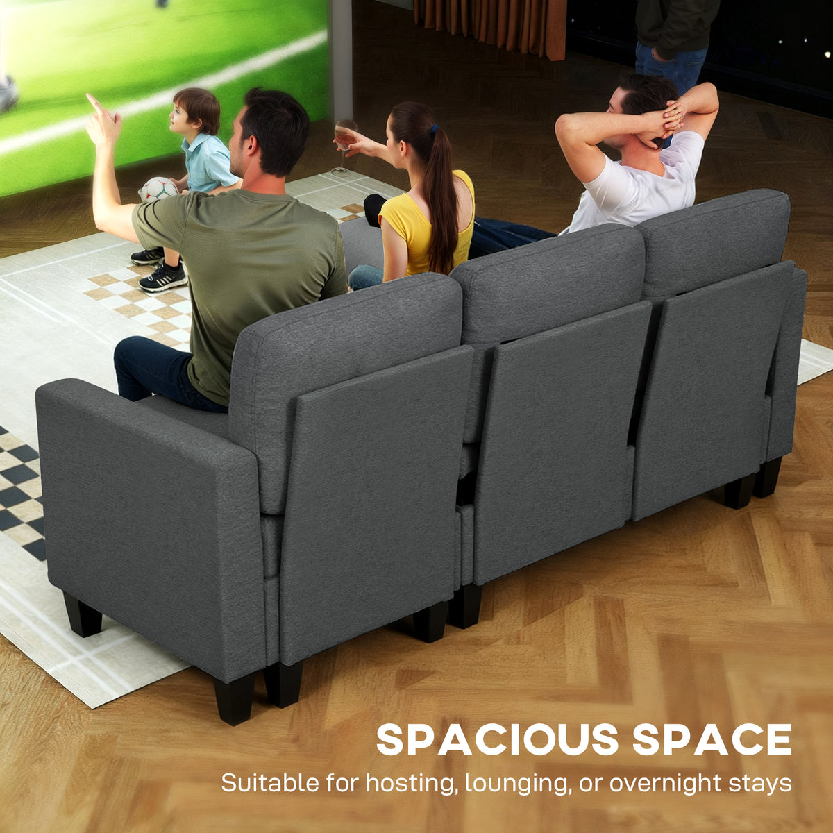 77.6" Sofa Bed, Convertible Pull Out Sleeper Sofa, Linen L Shaped Sectional Couch with Reversible Storage Chaise, Wide and Deep Seat for Living Room, Charcoal Grey