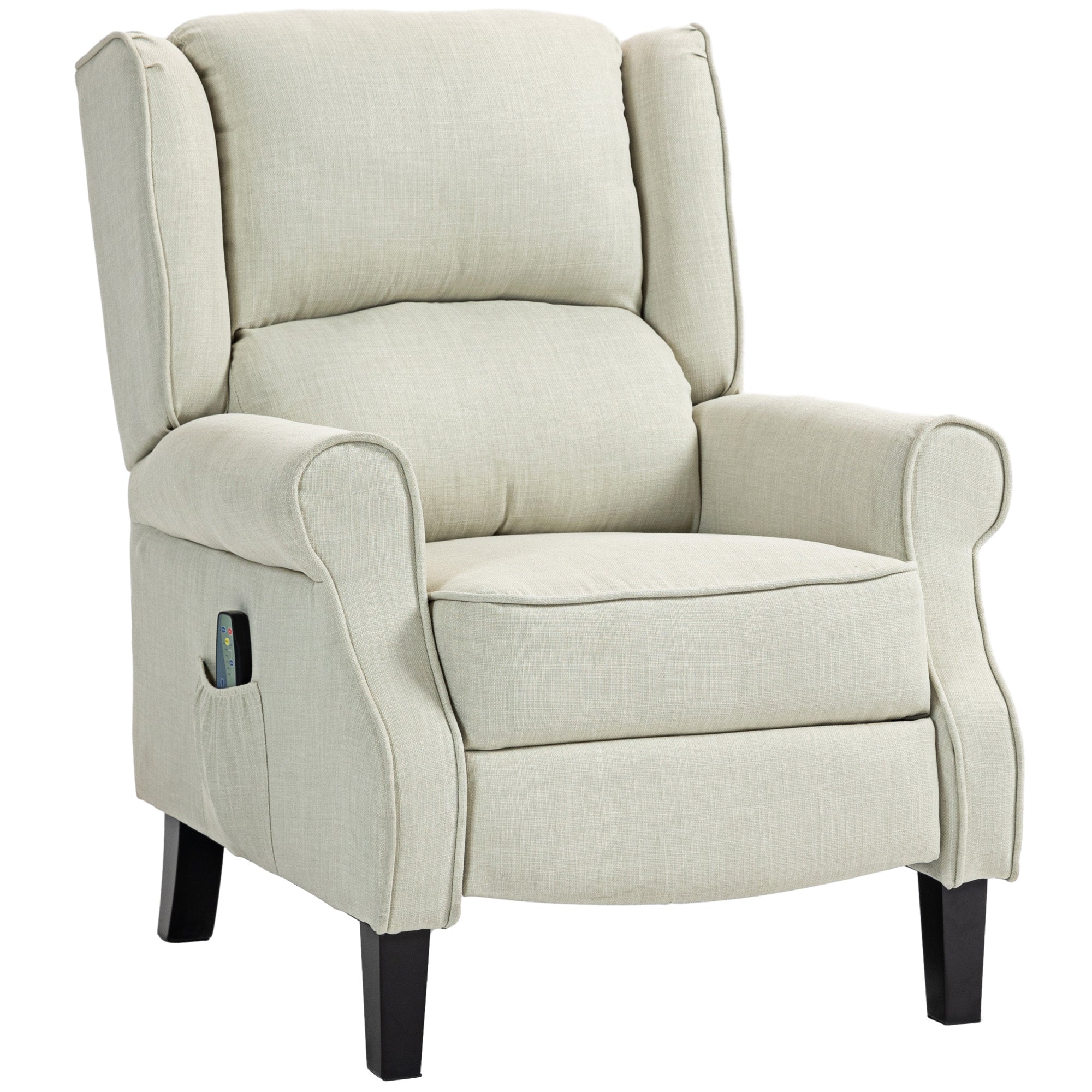 Heated Vibrating Massage Wingback Push Back Recliner Chair with Footrest, White
