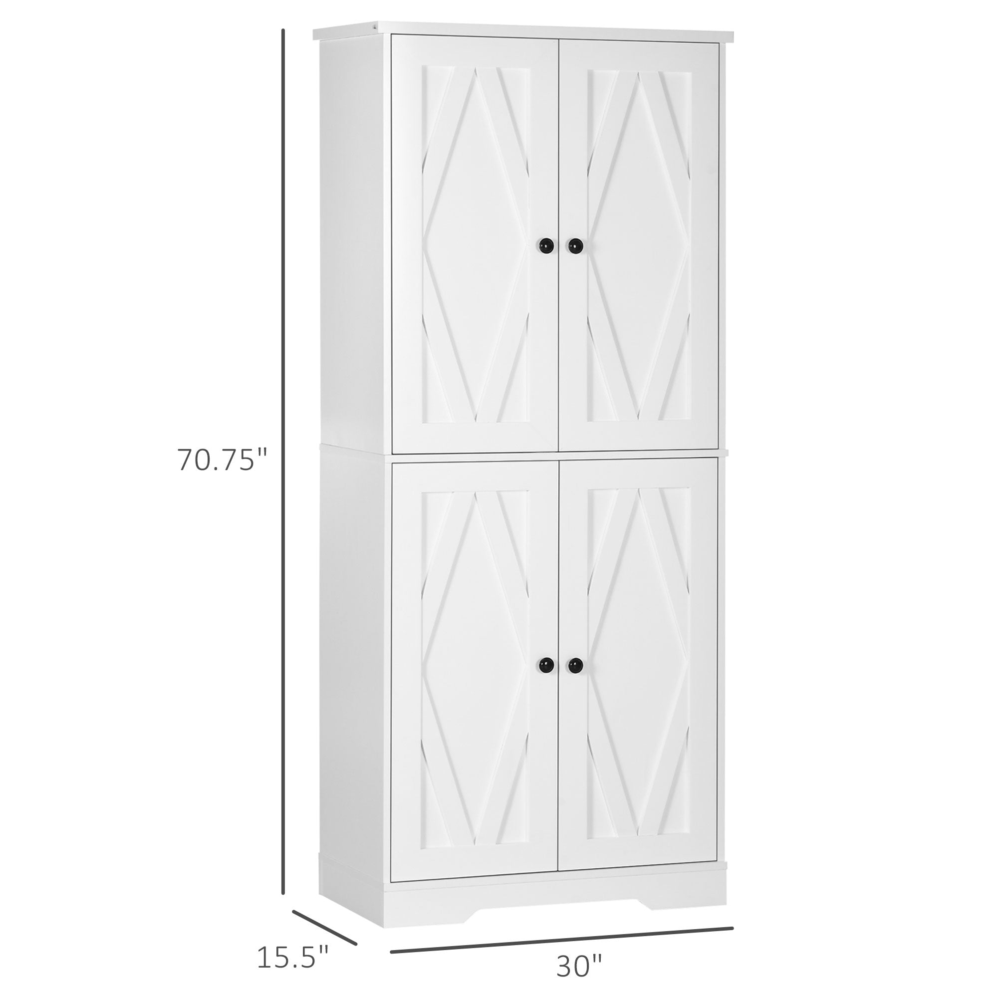 Farmhouse Tall Kitchen Pantry Storage Cabinet Freestanding with Doors and Shelves