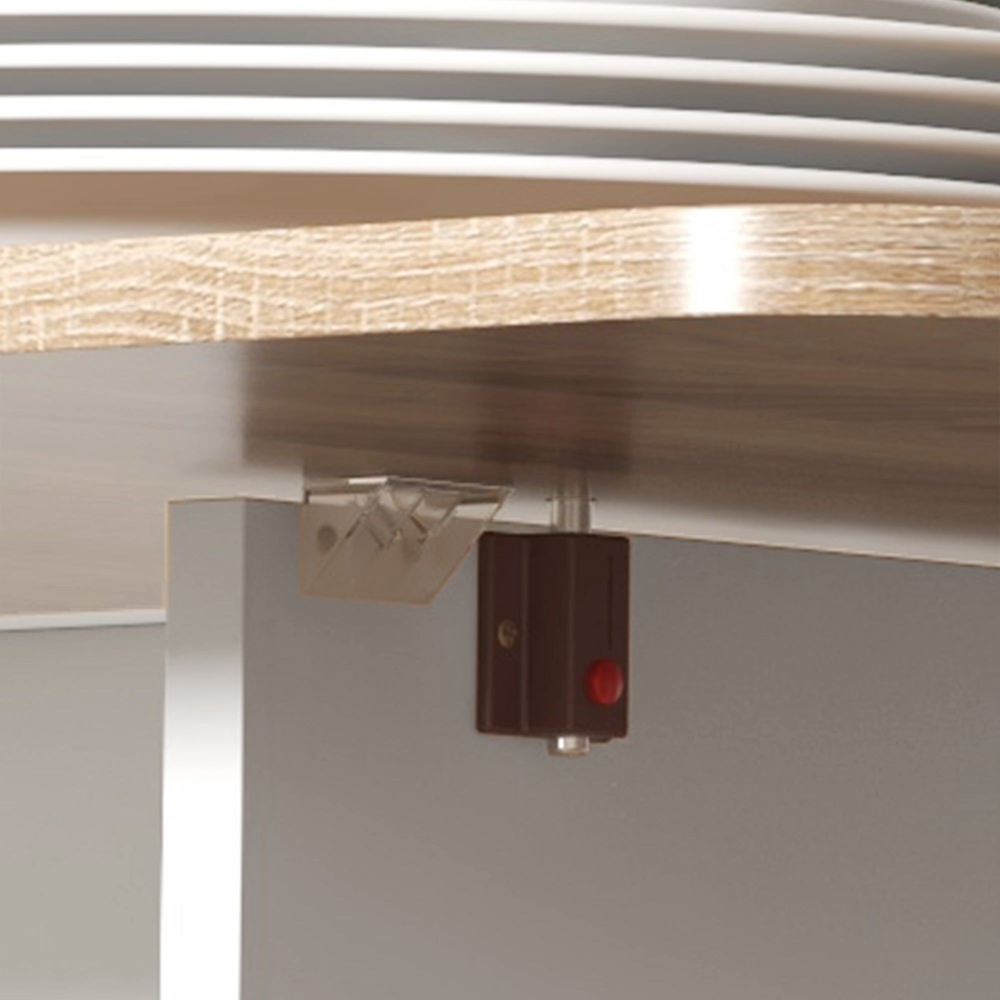 HOMCOM Folding Dining Table for 4-6, Rolling Drop Leaf Table with Storage Drawers, Cabinet and Open Shelf, Extendable Kitchen Table on Wheels, Oak and White