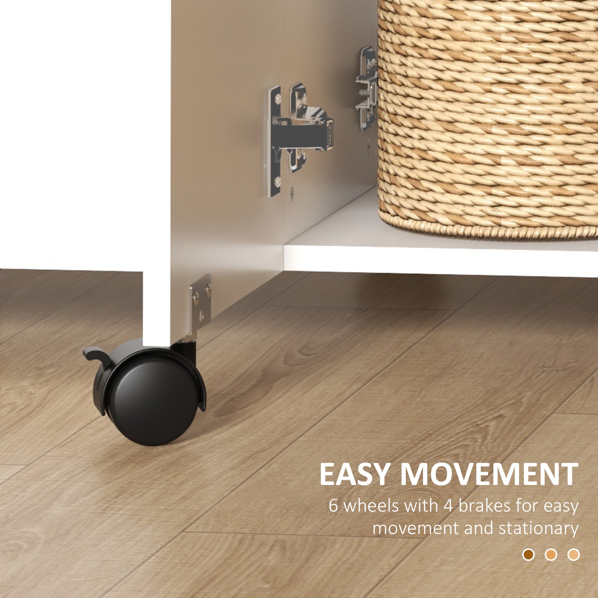 HOMCOM Folding Dining Table for 4-6, Rolling Drop Leaf Table with Storage Drawers, Cabinet and Open Shelf, Extendable Kitchen Table on Wheels, Oak and White