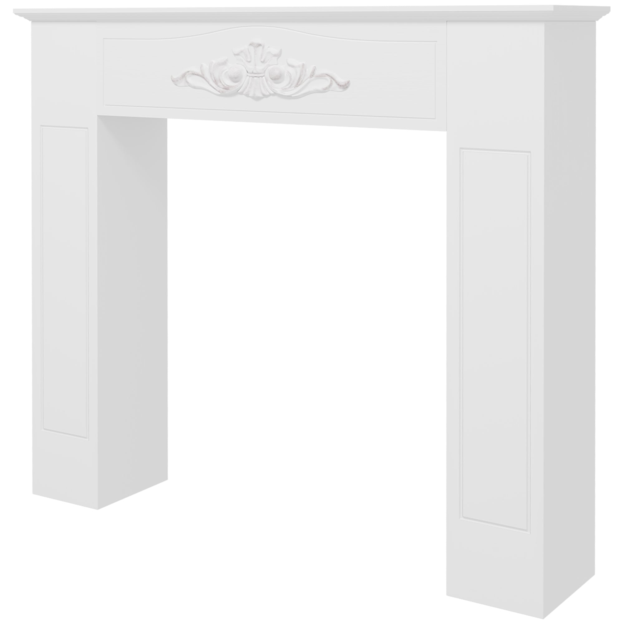 Fir Wood Fireplace Mantel Surround 44.75" W x 40" H Freestanding Electric Fireplace Mantel Distressed White - HOMCOM