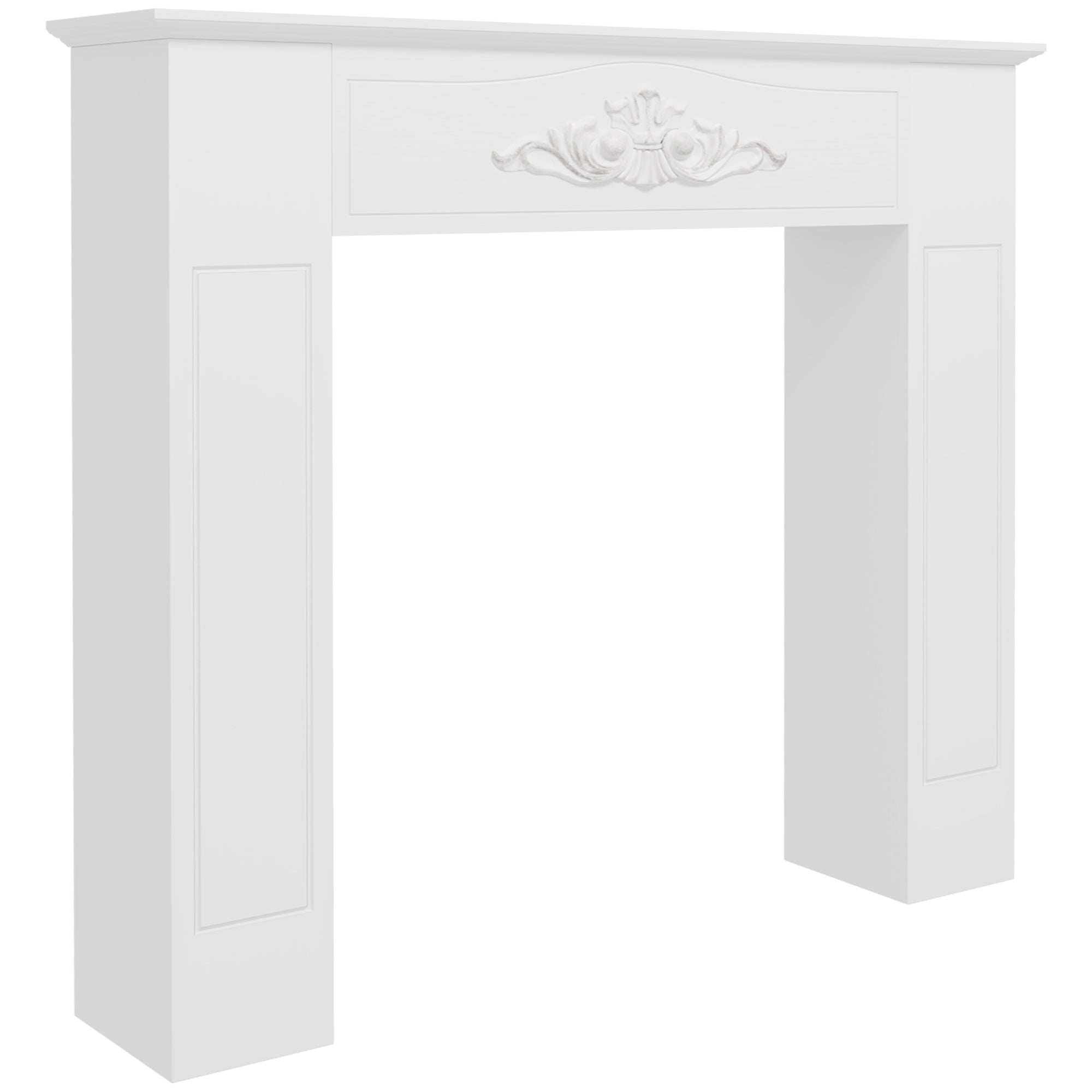 Fir Wood Fireplace Mantel Surround 44.75" W x 40" H Freestanding Electric Fireplace Mantel Distressed White - HOMCOM