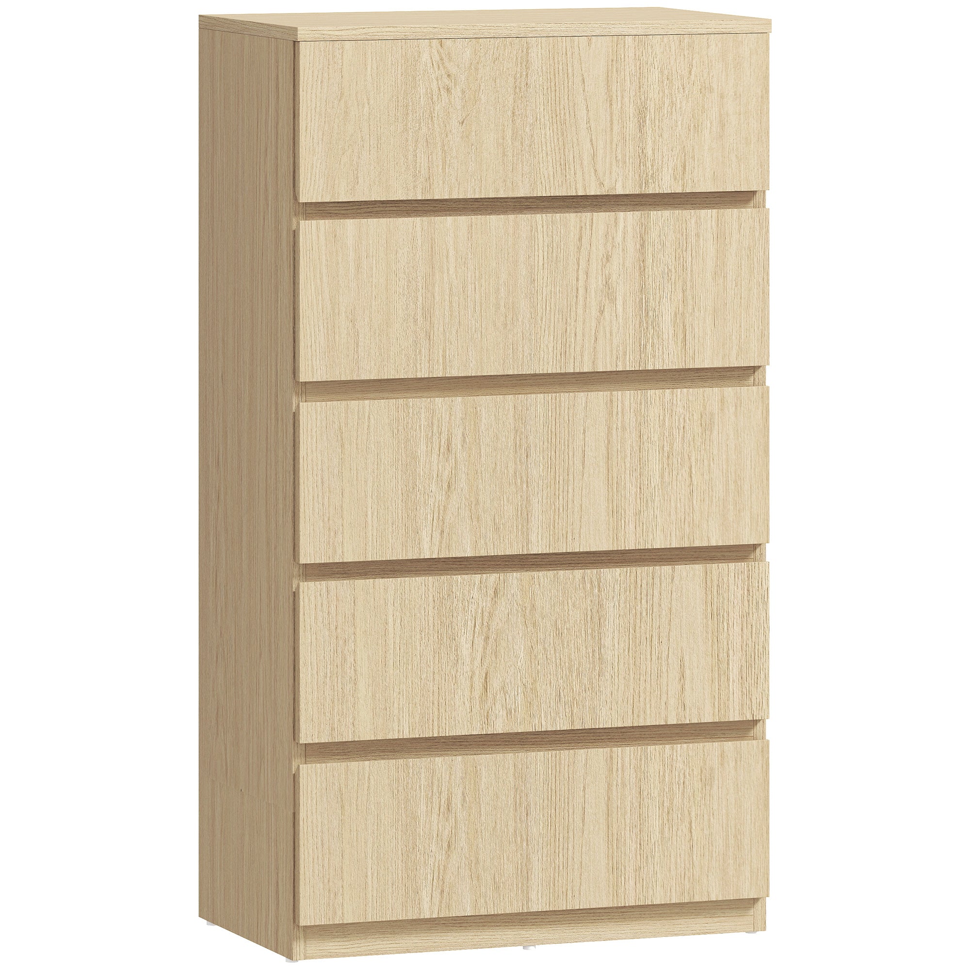 Chest of Drawers, 5 Drawers Storage Cabinet Floor Tower Cupboard for Bedroom Living Room, Natural Wood