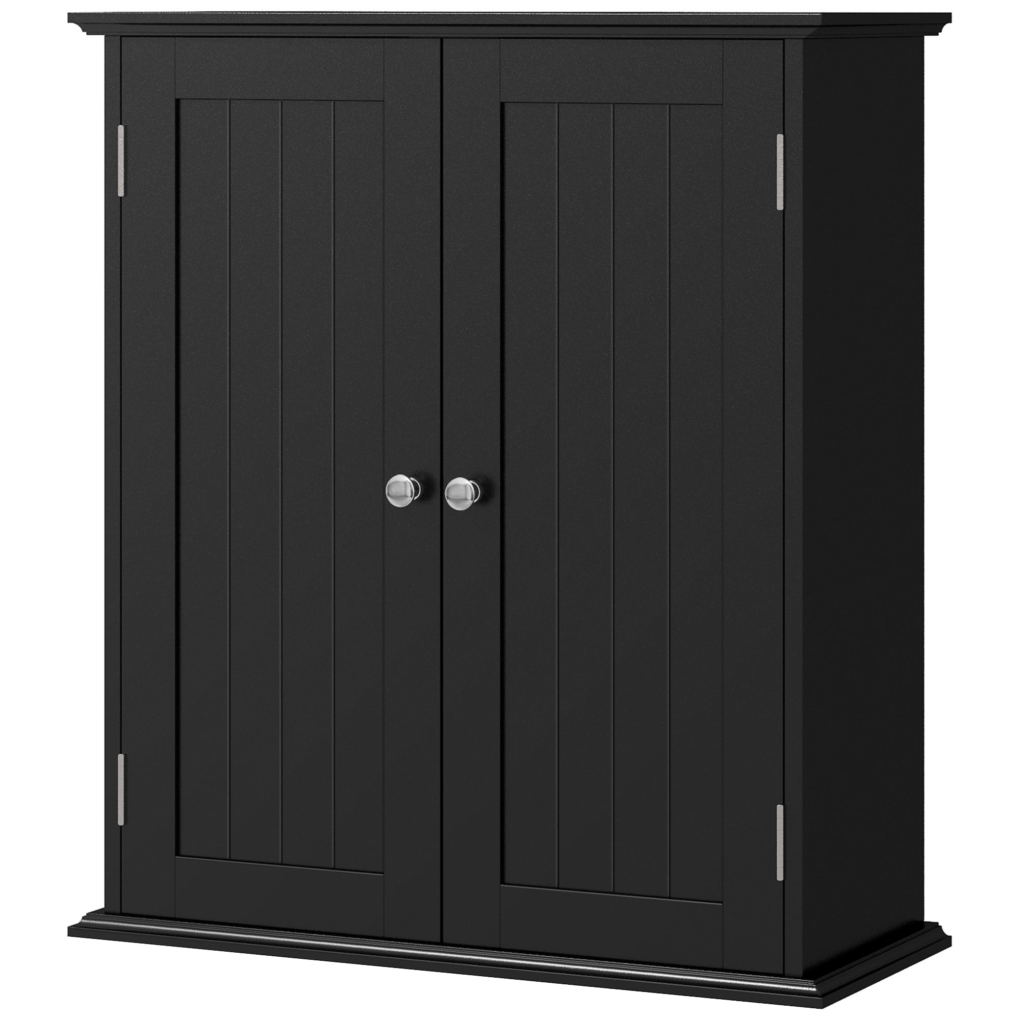 HOMCOM Medicine Cabinet, 3-Tier Bathroom Wall Cabinet with Adjustable Shelf and 2 Doors, Space Saver Bathroom Storage Cabinet Over Toilet, Black