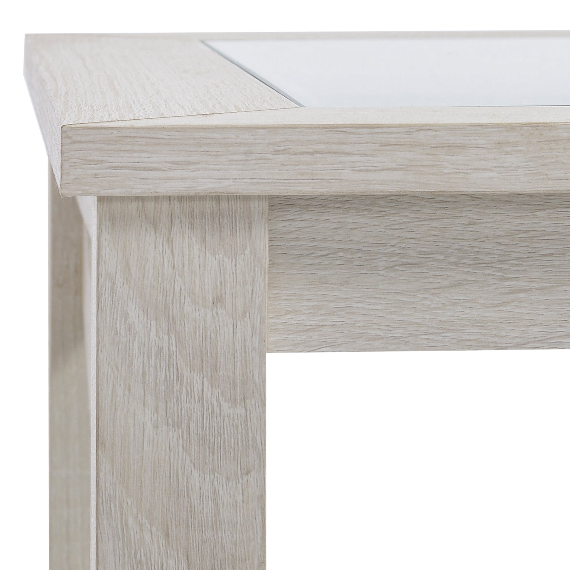 39.25'' L Coffee Table with Tempered Glass Tabletop & Underneath Storage Shelf, White Oak
