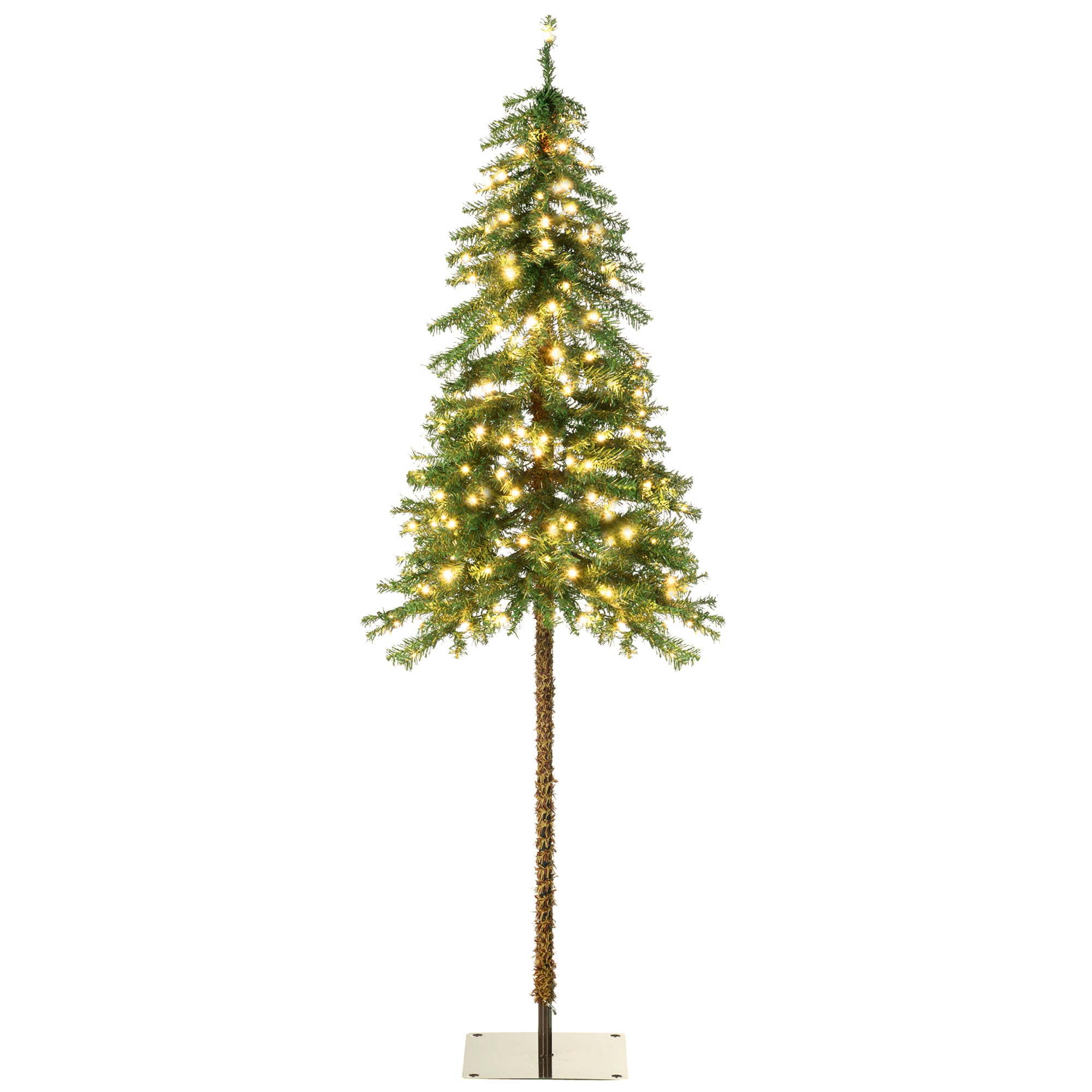 6ft Tall Prelit Pencil Artificial Christmas Tree Holiday Décor with 442 Branches, 175 Warm White or Colorful LED Lights, Steel Base