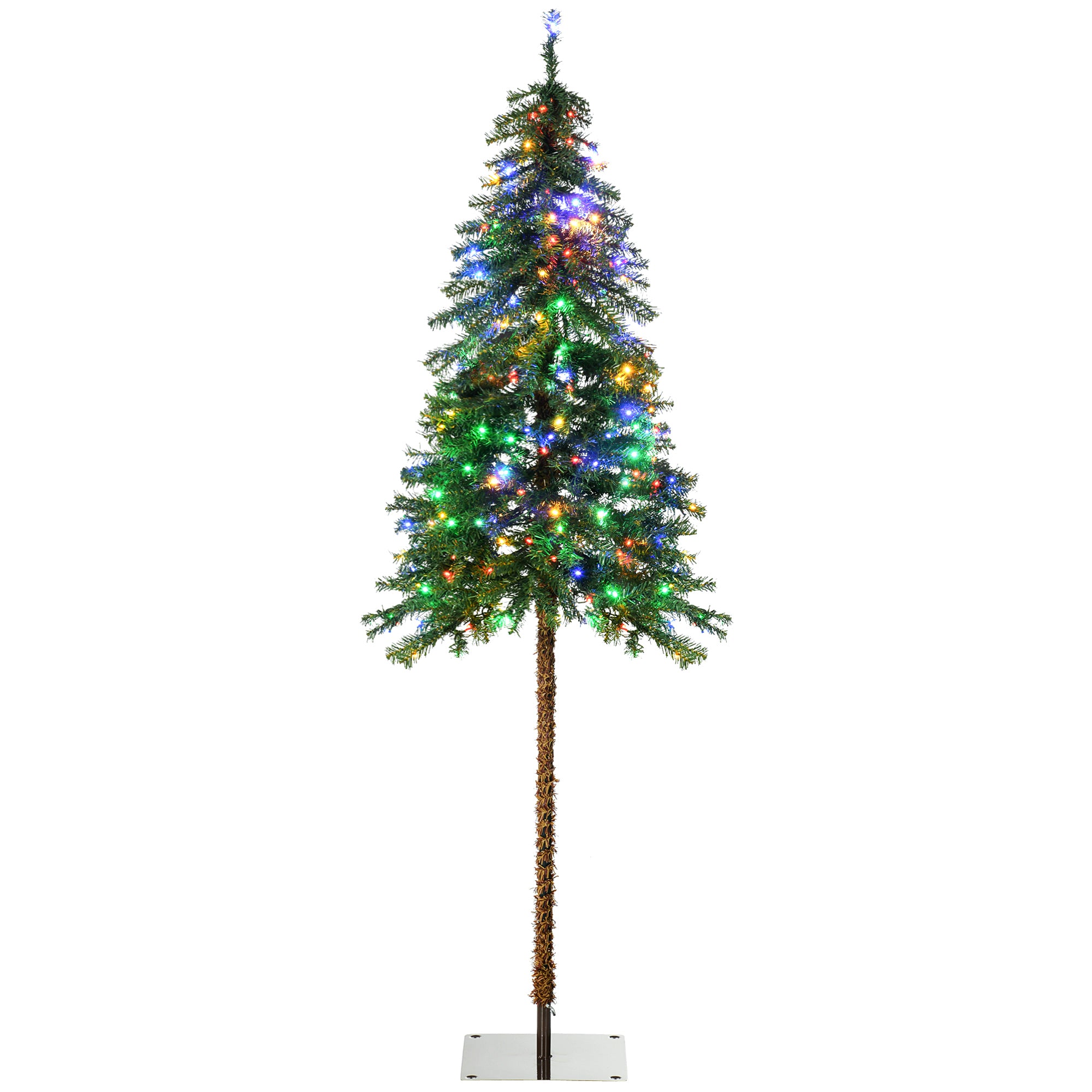 6ft Tall Prelit Pencil Artificial Christmas Tree Holiday Décor with 442 Branches, 175 Warm White or Colorful LED Lights, Steel Base
