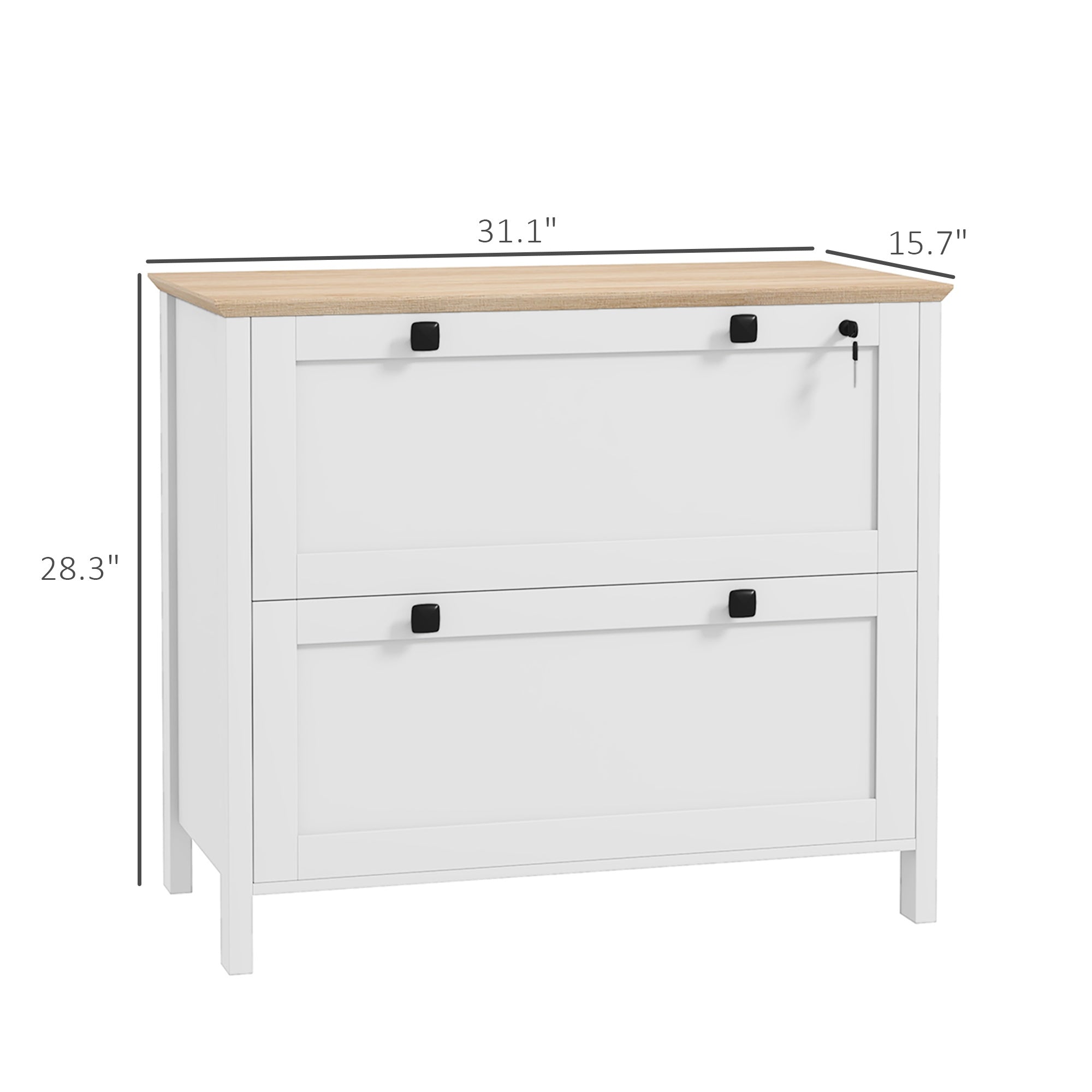2 Drawer Filing Cabinet with Adjustable Hanging Bar for Letter, A4, White