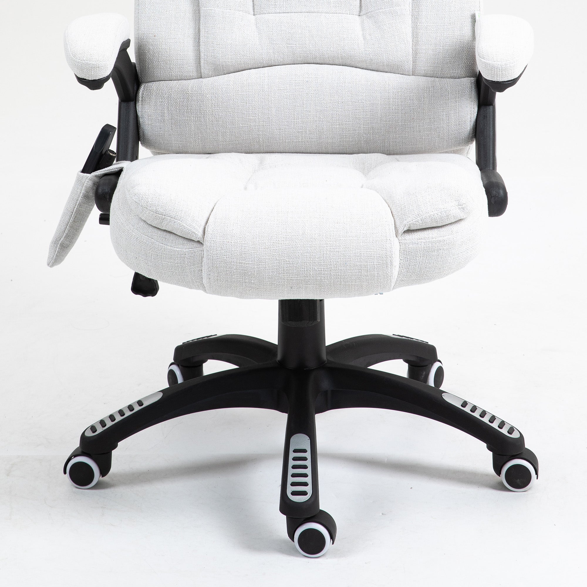 Vinsetto Office Chair, Ergonomic Desk Chair with 6-Point Massage and Back Heated, Linen-Feel Fabric Computer Gaming Chair with Arms, Lumbar Support, Cream White