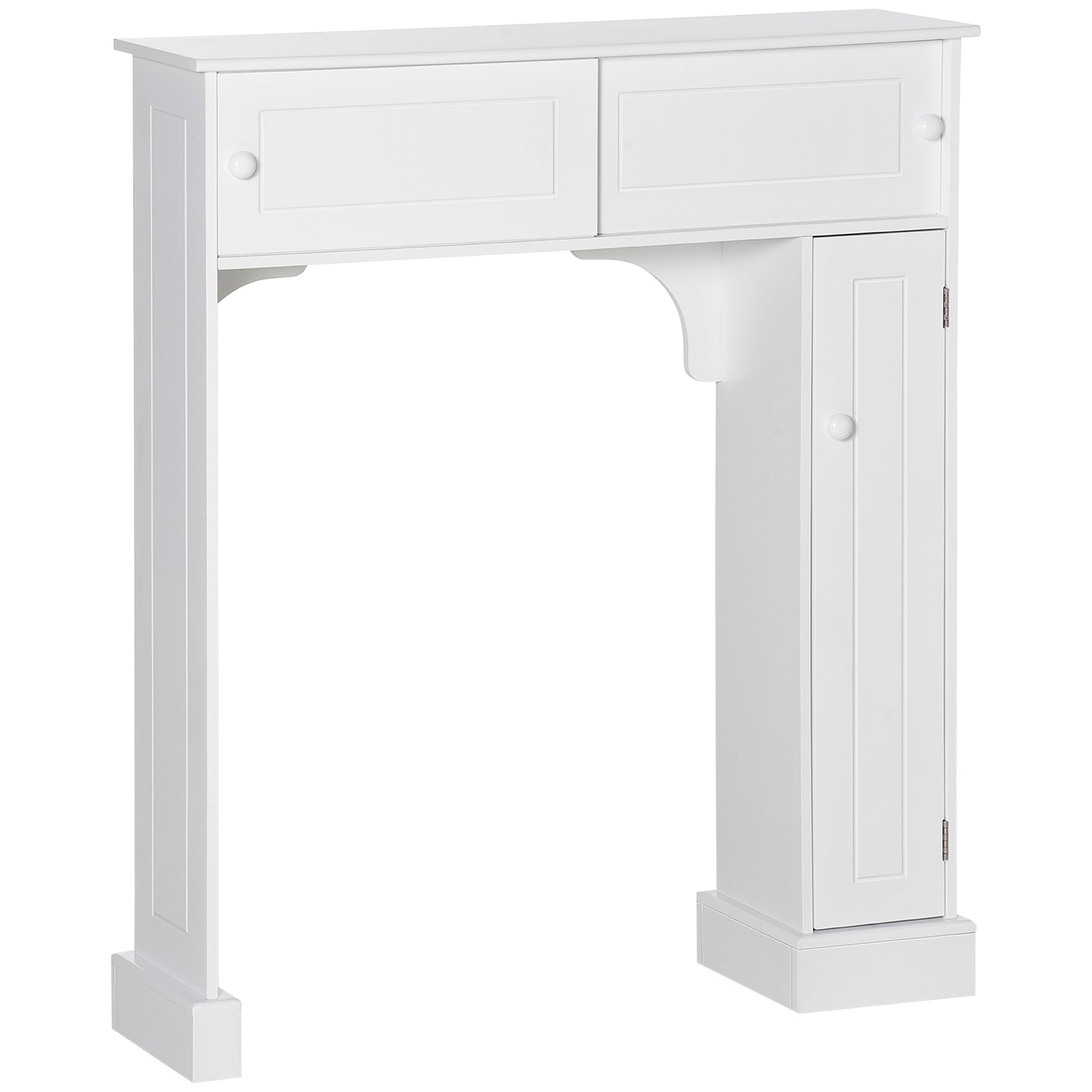 Over Toilet Bathroom Organizer, Freestanding Storage Cabinet with Adjustable Shelves, White