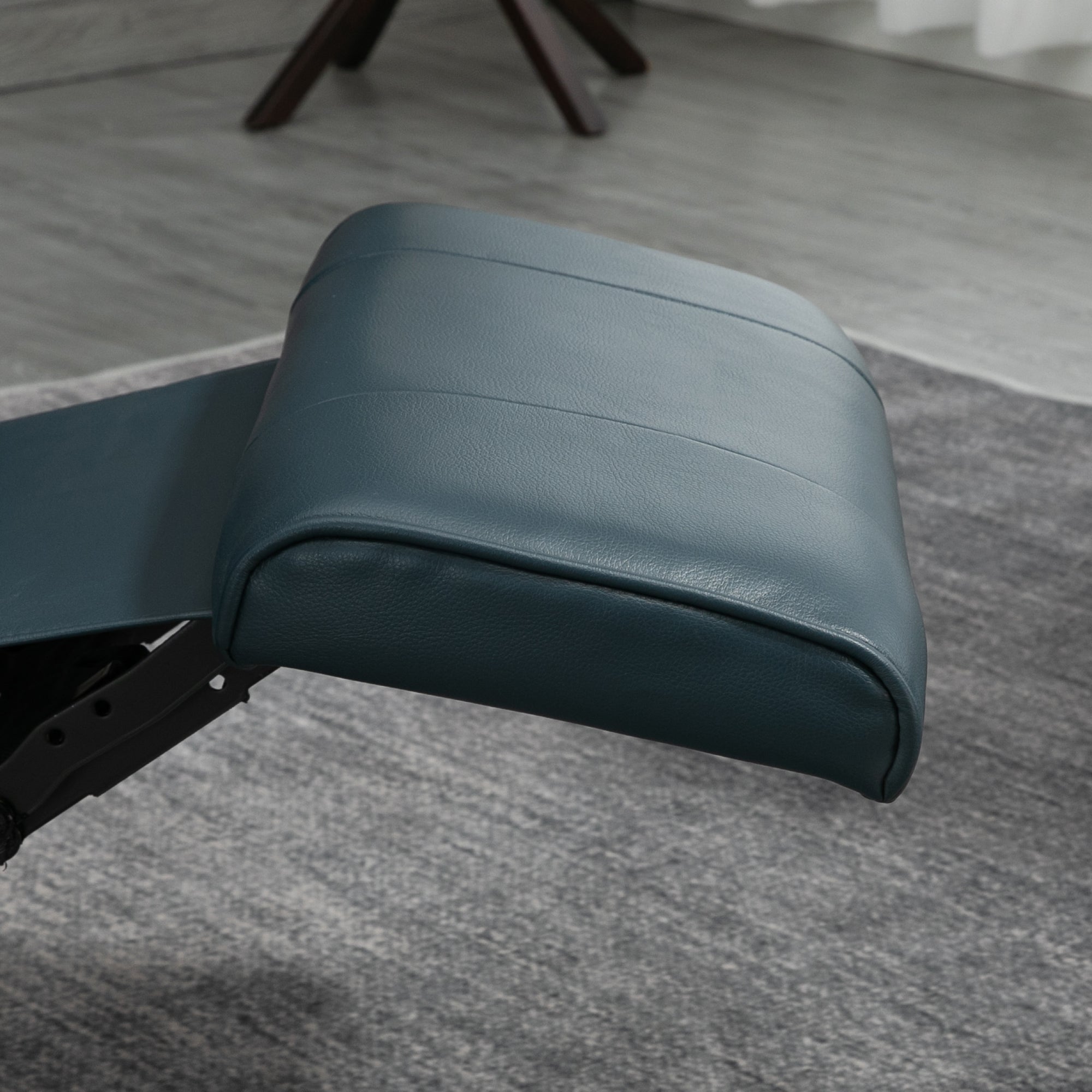 Faux Leather Recliner Chair, Swivel Recliner w/ Footrest, Armrest & Wood Base, Blue - HOMCOM