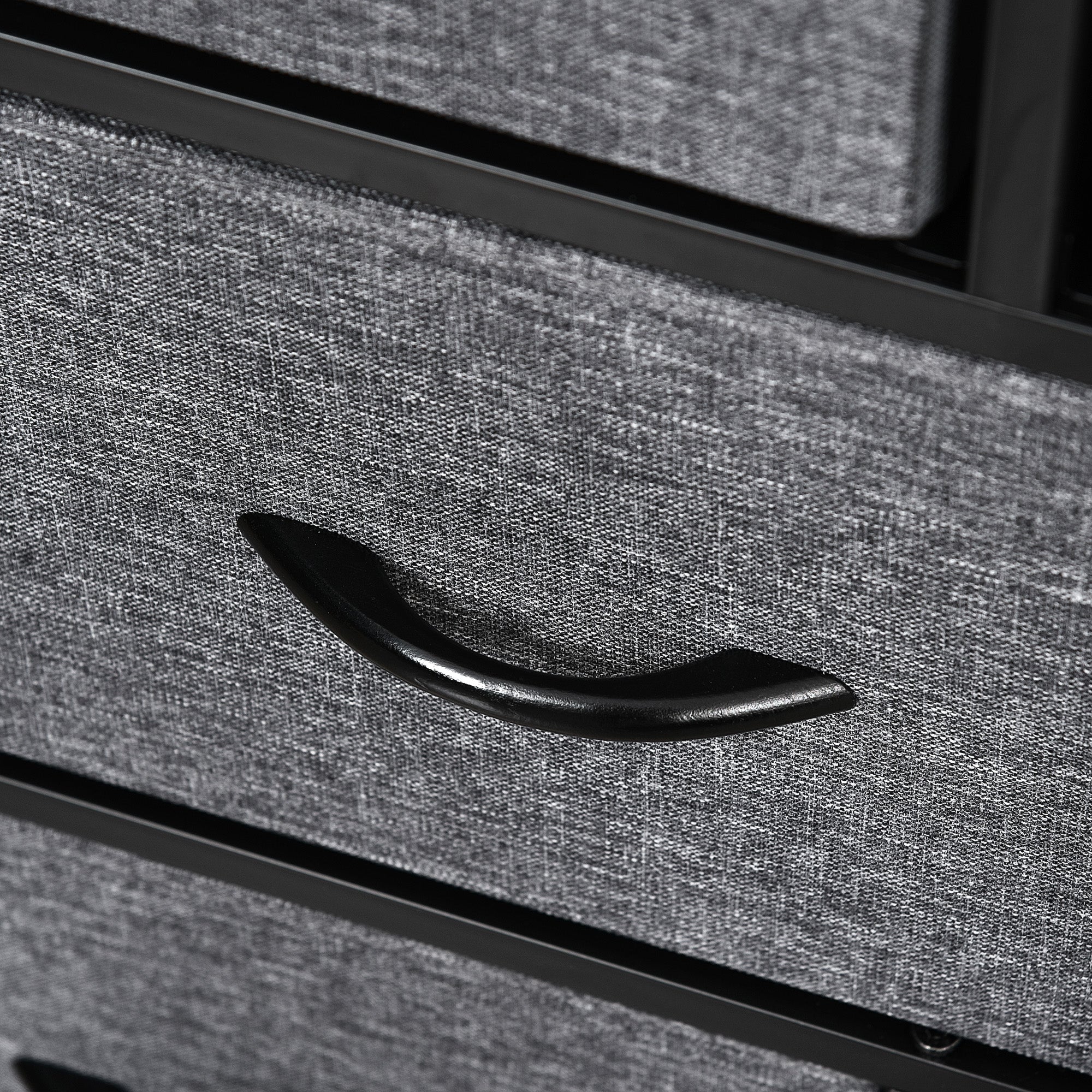 Dresser for Bedroom with 8 Drawers, 3-Tier Fabric Chest of Drawers, Tall Dresser Storage Tower with Steel Frame and Wooden Top for Closets, Nursery Room, Black