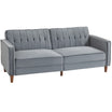 HOMCOM Modern 3 Seater Velvet Sofa Bed, Click Clack Sofa Bed, Button Tufted Sleeper Couch with Split Reclining Backrest and Rubber Wood Legs, Dark Grey