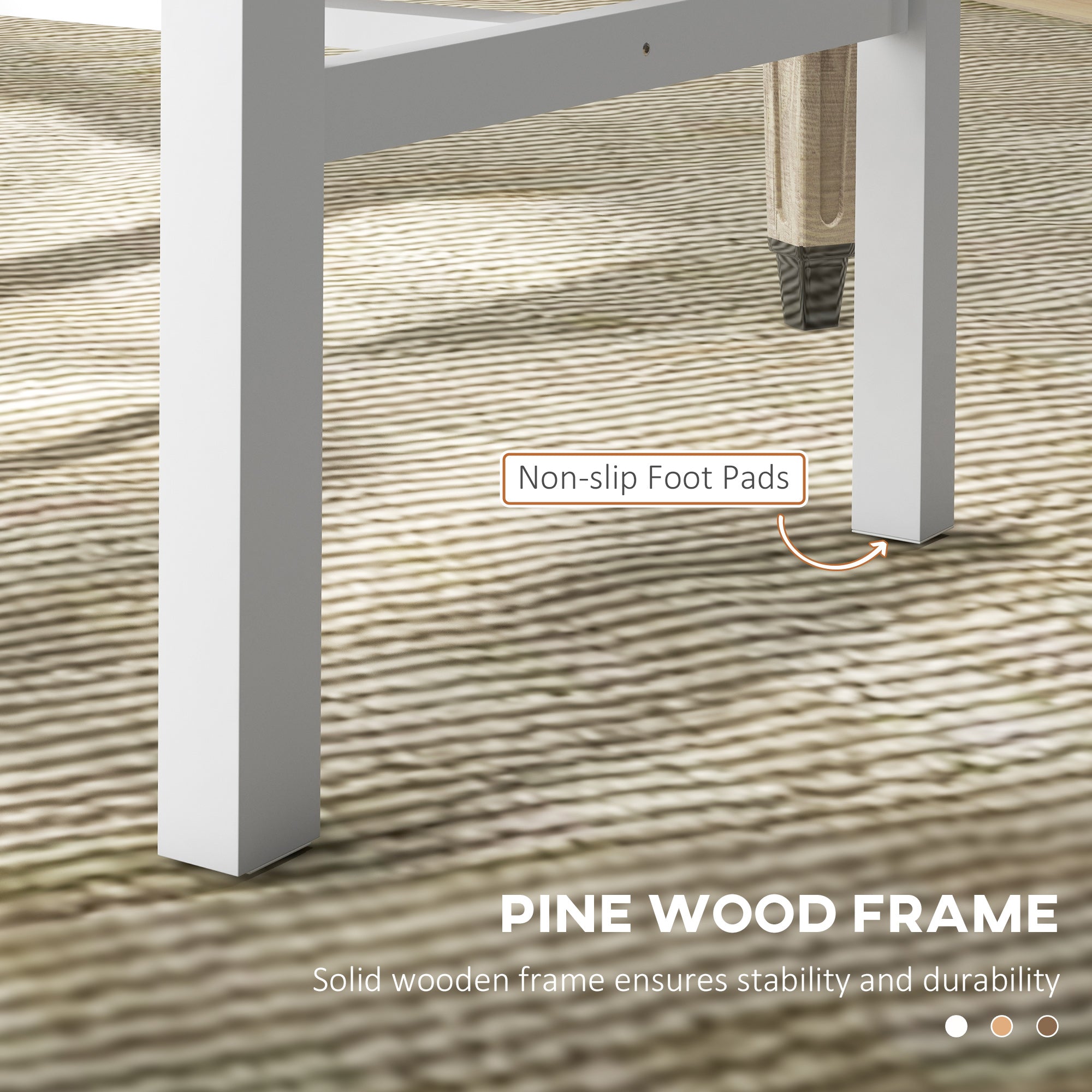 Farmhouse Dining Table Chairs, Set of 4 Pine Wood Kitchen Chairs w/ Slat Back, White