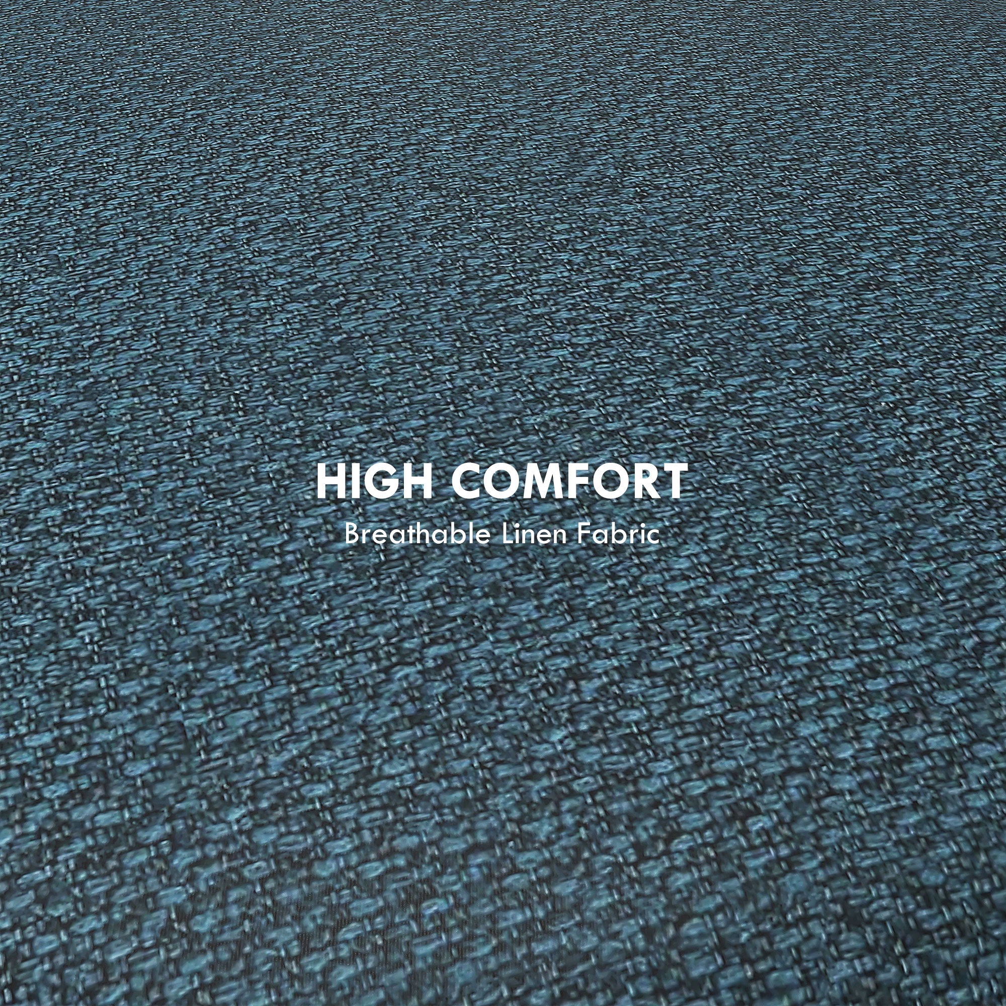 HOMCOM Round Storage Stool, Linen Fabric Upholstered Foot Stool with Removable Top, Padded Seat, Hidden Space and Wooden Legs for Living Room, Blue