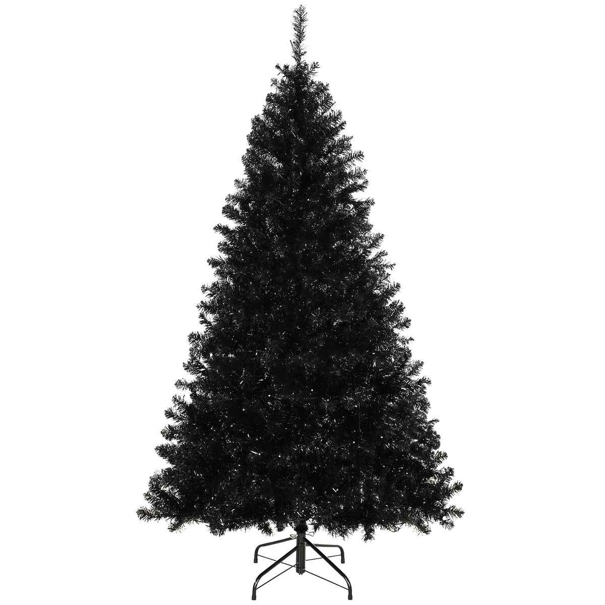 6ft Pre-lit Black Christmas Tree, Artificial Halloween Tree with 680 Purple LED Lights, 680 Tips, Metal Stand, Black