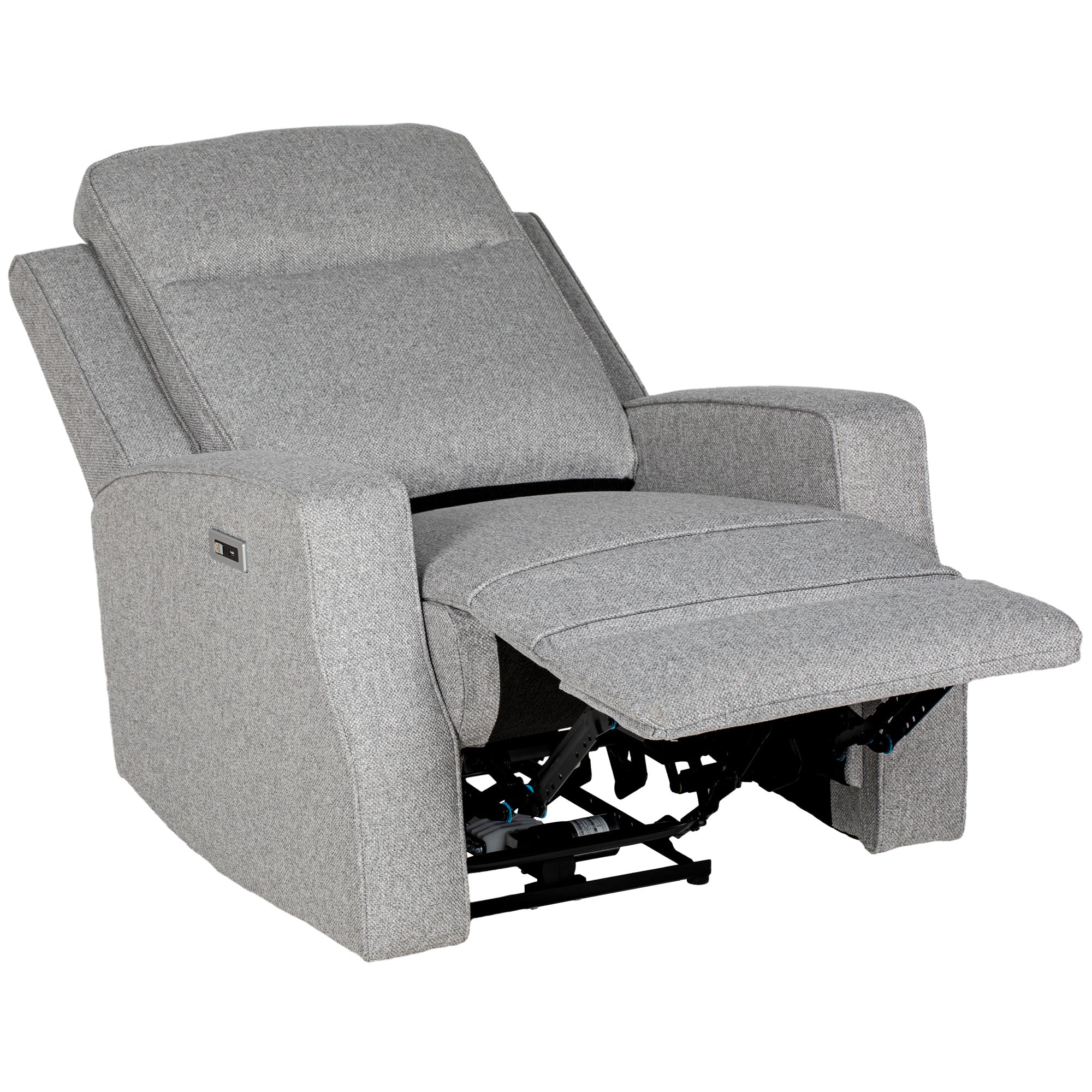 HOMCOM Electric Fabric Recliner Armchair, Reclining Chair with Adjustable Leg Rest, USB Port, for Limited Space Home Living Room, Grey