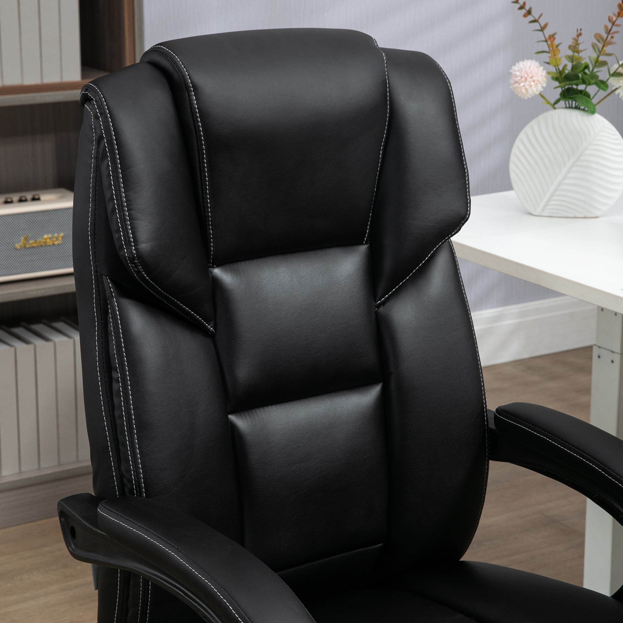 6 Point Massage Office Chair w/ Heat, Reclining Back & Adjustable Height, Black
