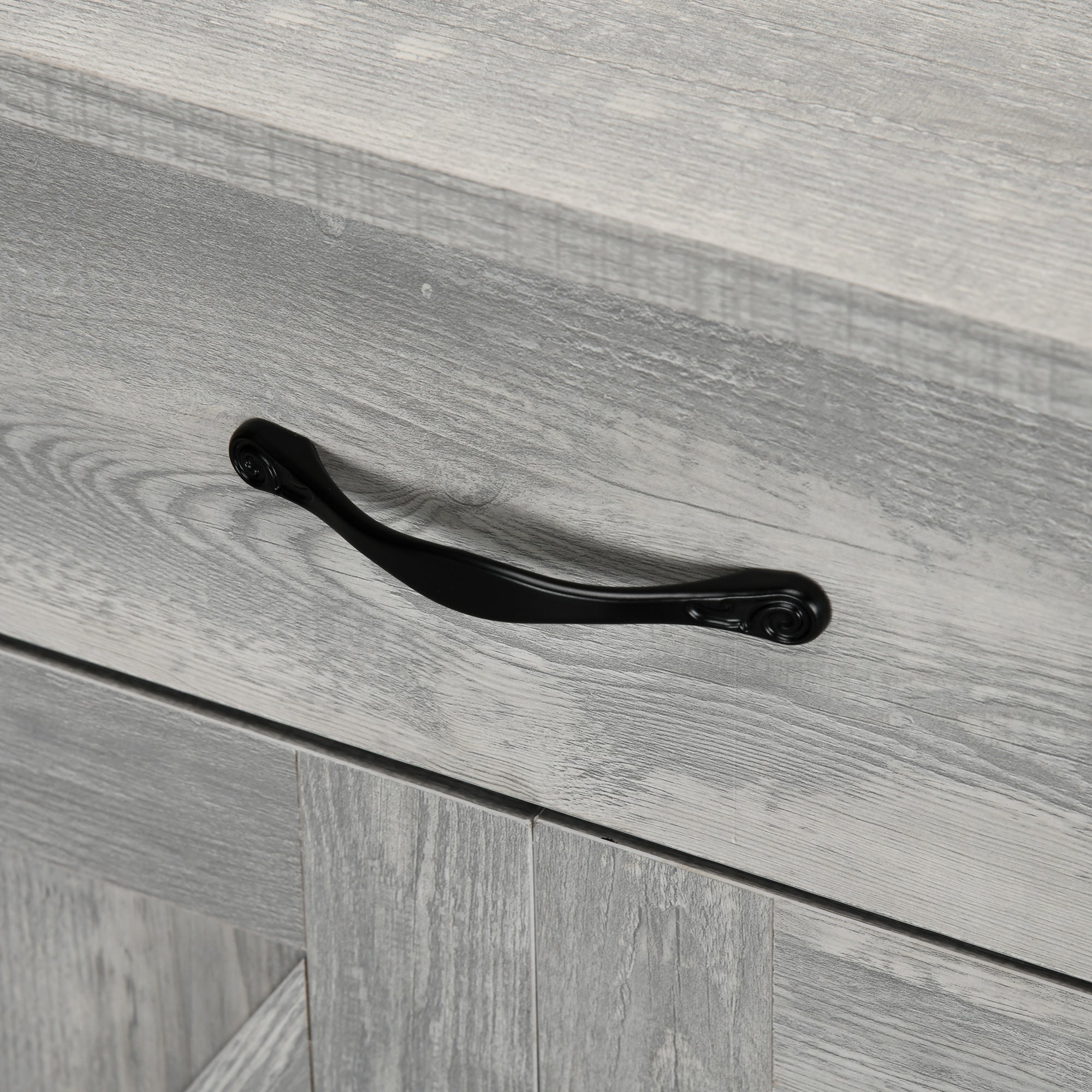 Farmhouse Sideboard Cabinet with Barn Doors, Drawer & Adjustable Shelf, Stone Gray