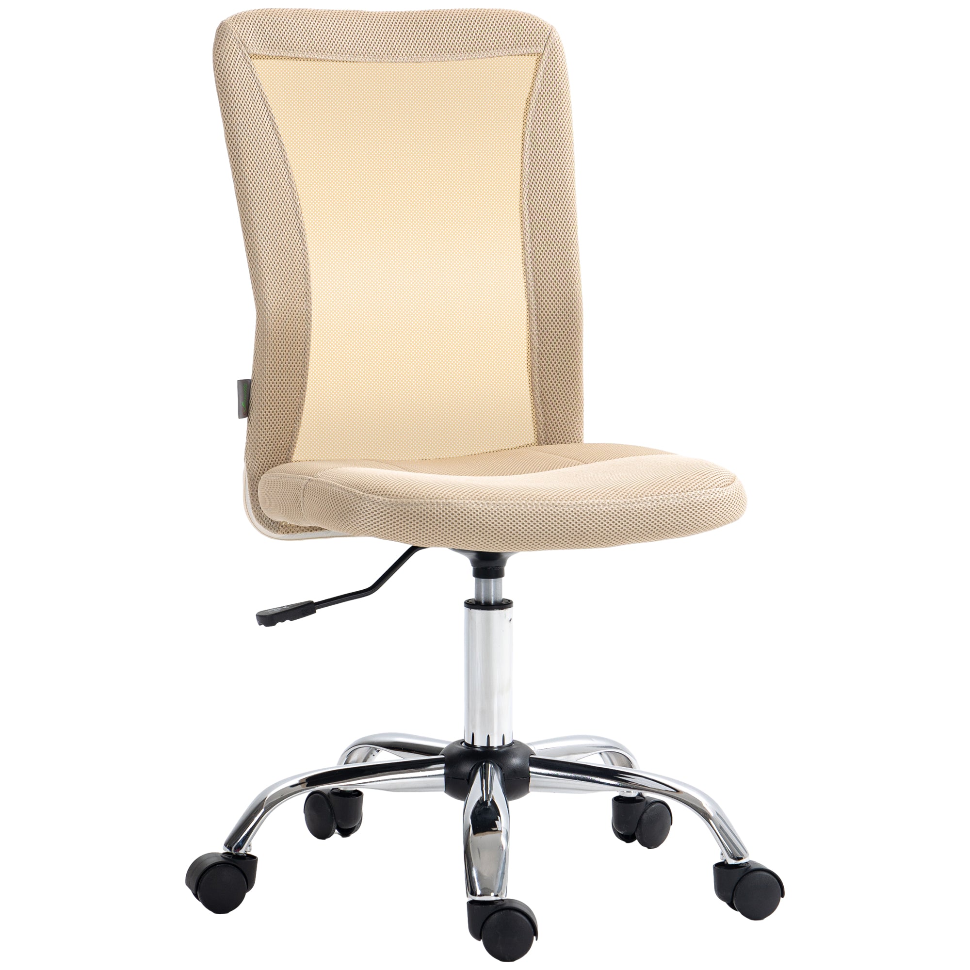 Vinsetto Office Chair, Armless Desk Chair, Adjustable Computer Swivel Chair with Rolling Wheels and Mesh Back for Home Work Study, Beige
