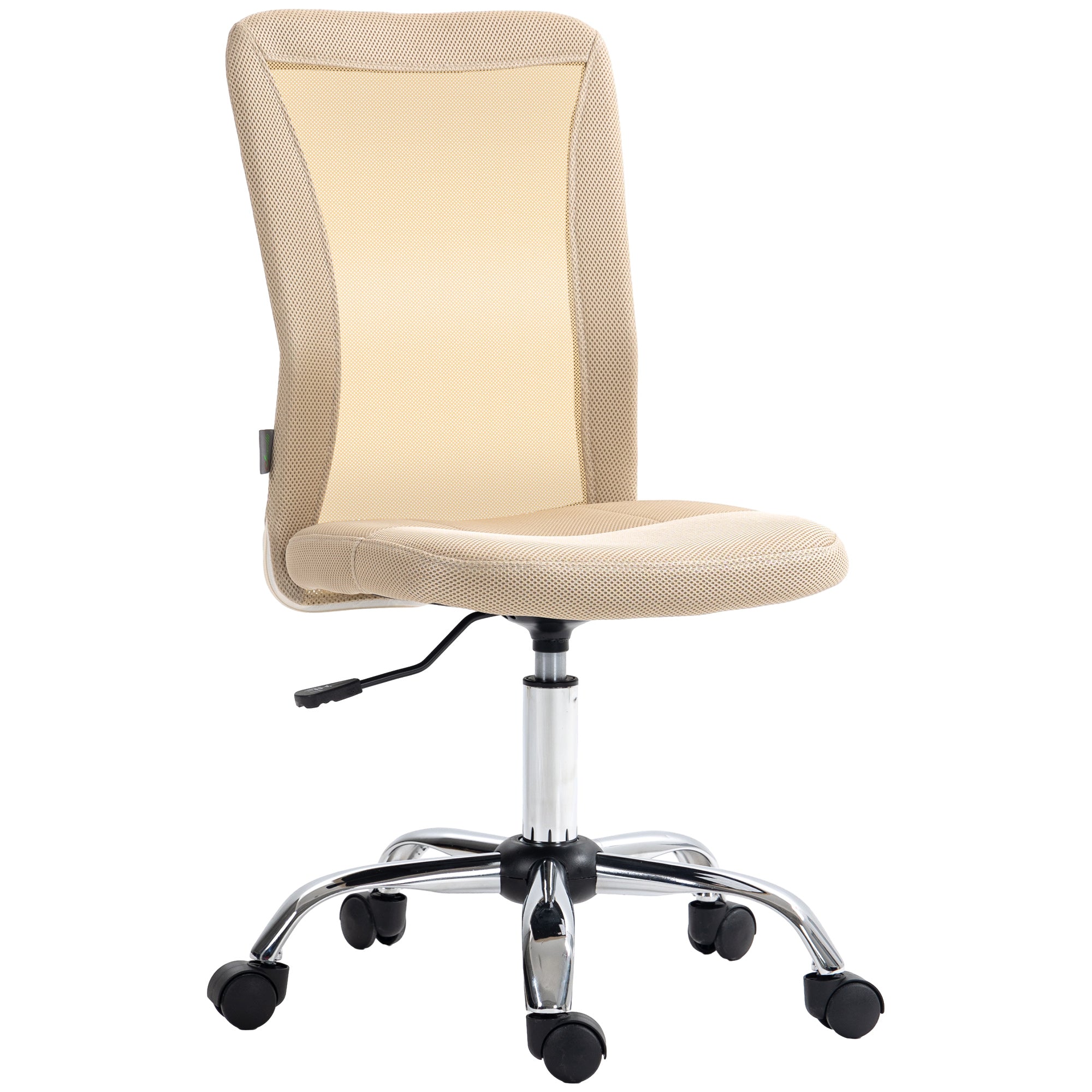 Vinsetto Office Chair, Armless Desk Chair, Adjustable Computer Swivel Chair with Rolling Wheels and Mesh Back for Home Work Study, Beige