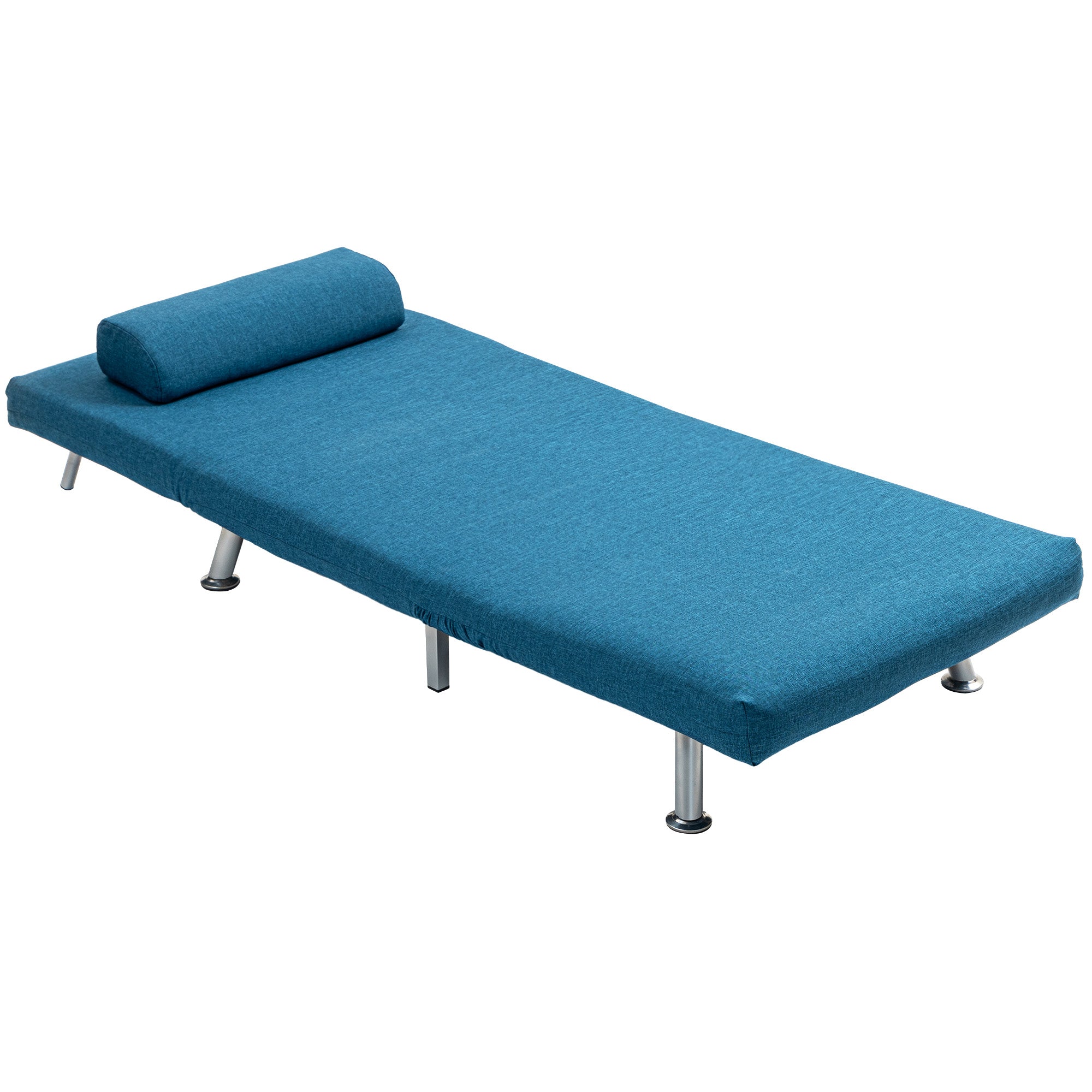 HOMCOM Linen Single Chair Bed, 3-in-1 Convertible Sleeper Chair with Adjustable Backrest, Pillow, for Living Room, Bedroom, Blue