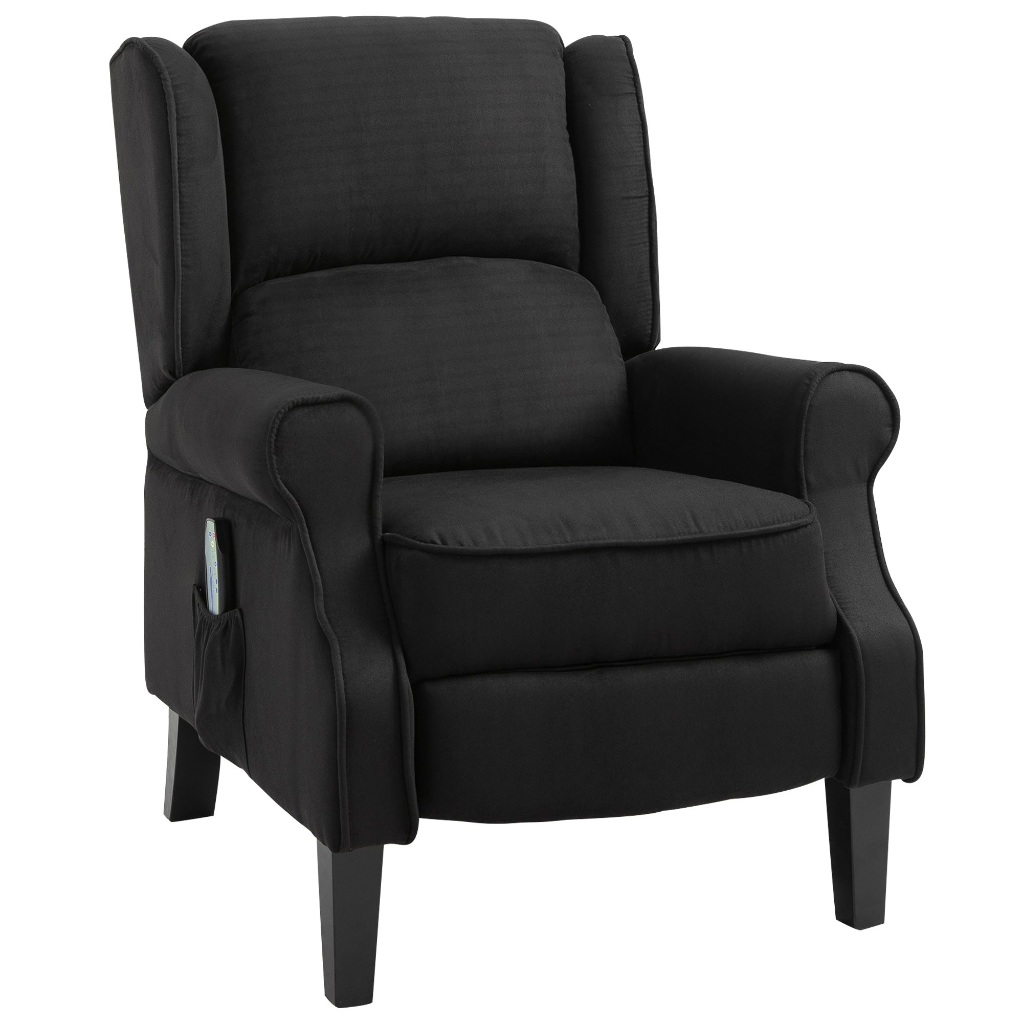 Wingback Recliner Chair with Vibration Massage, Footrest and Heat Function, Black