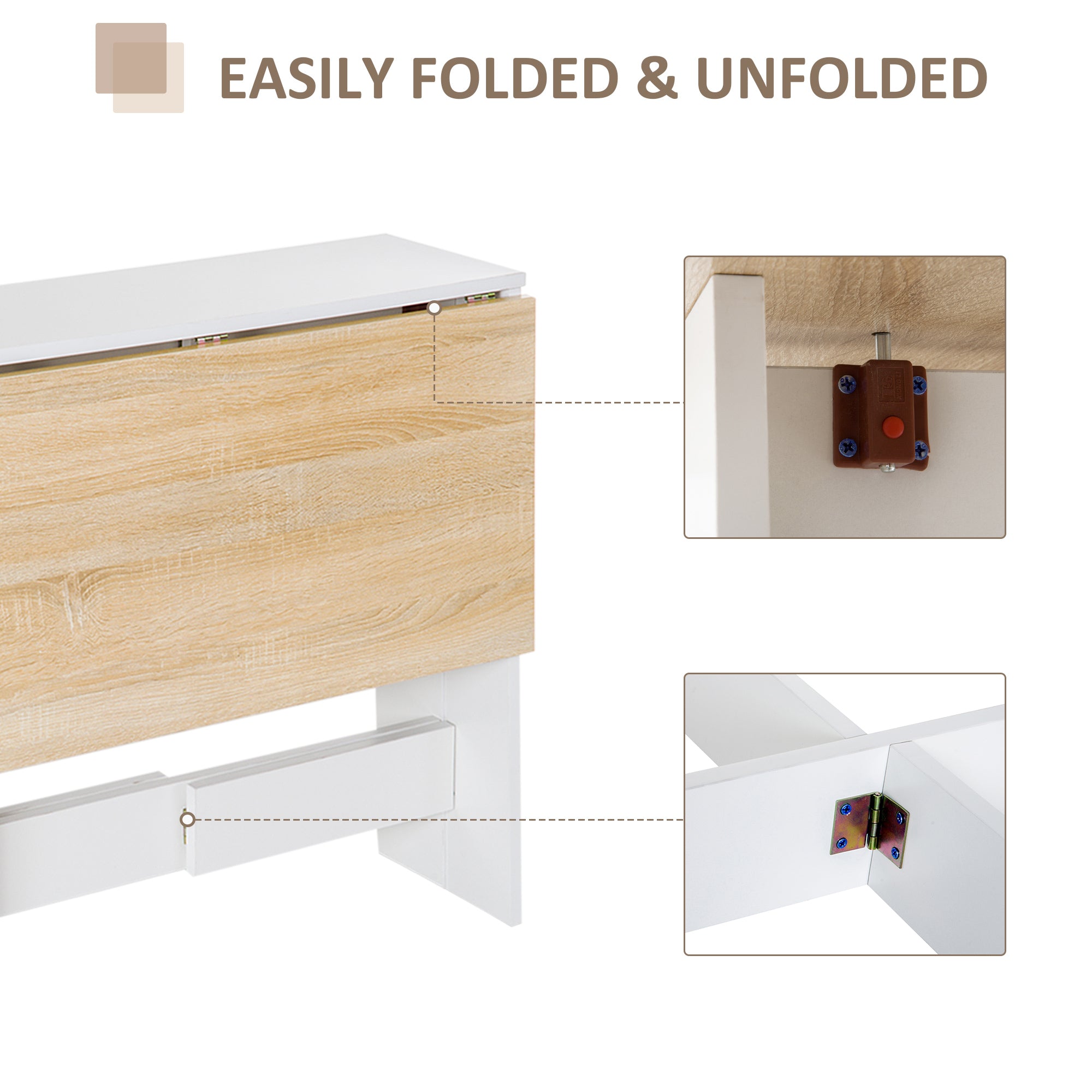 Wooden Folding Dining Table Writing Computer Desk PC Workstation Space Saving Home Office Oak & White