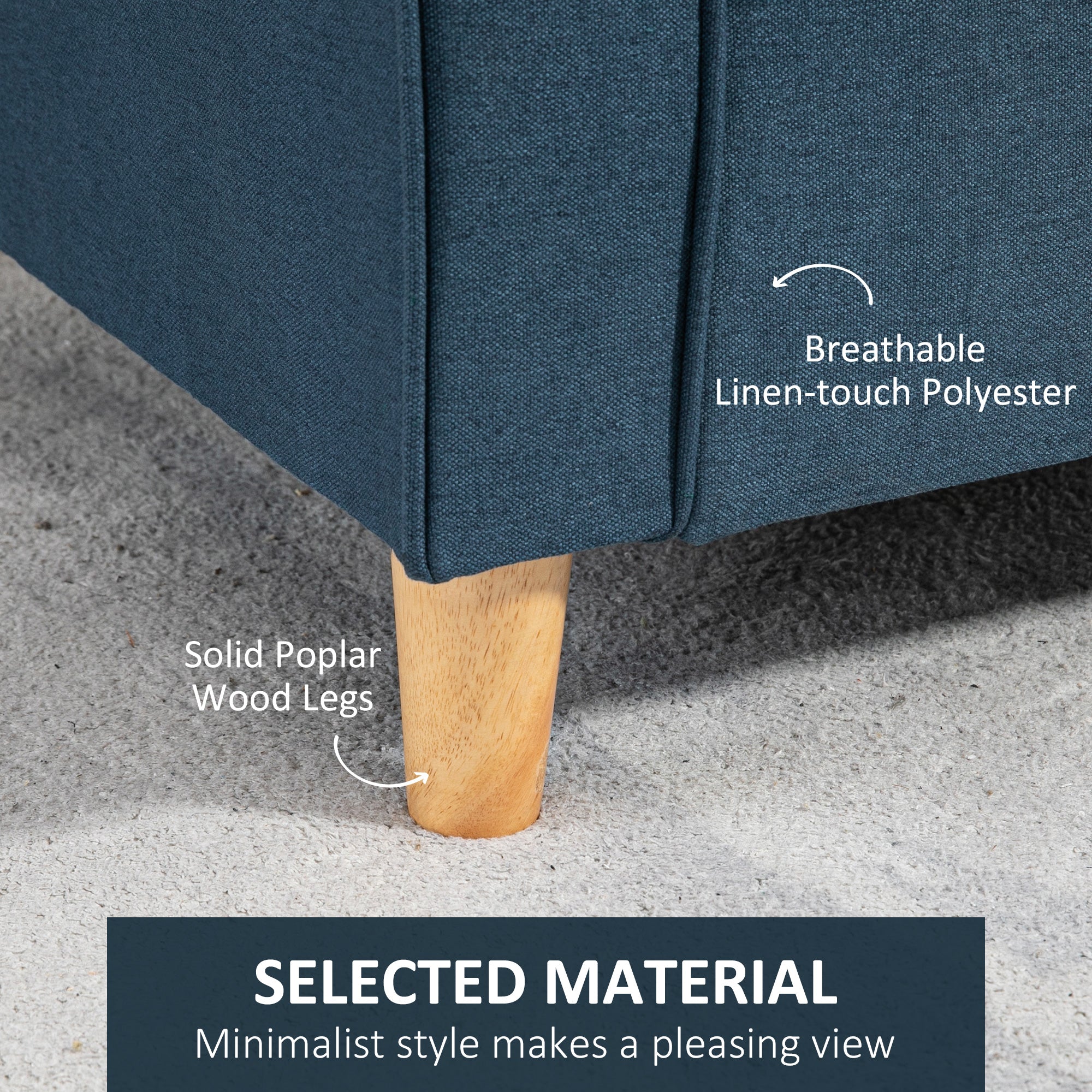 HOMCOM 2 Seater Sofa, Compact Loveseat, Fabric Couch with Wood Legs and Armrest, for Living Room and Home Office Blue