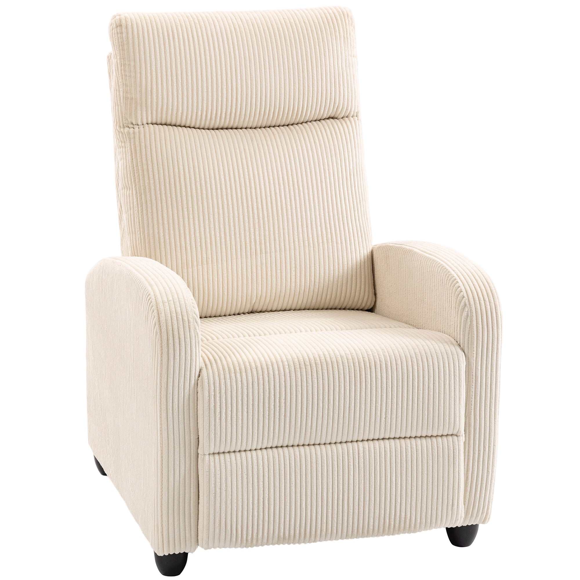 Push Back Recliner Chair, Corduroy Fabric Home Theater Seating, Single Reclining Sofa Chair with Padded Seat for Living Room, Beige