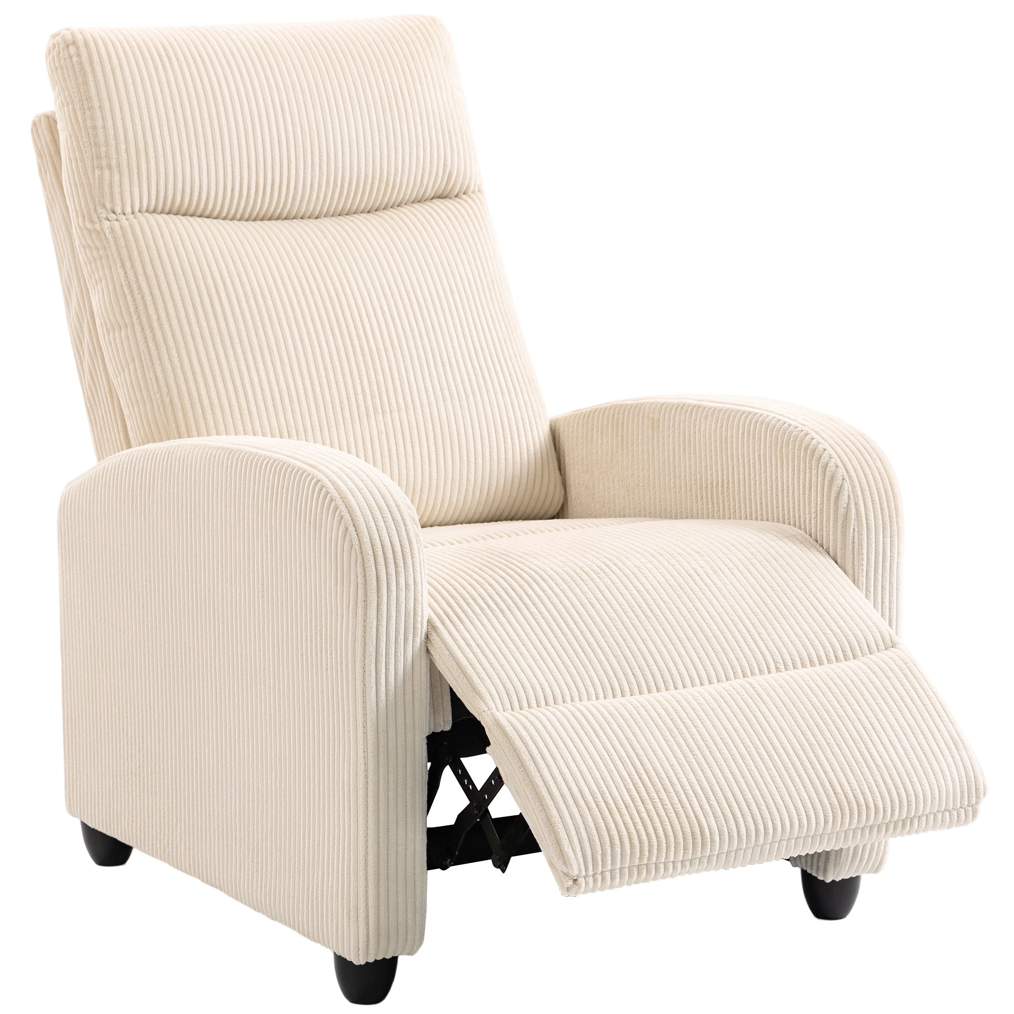 Push Back Recliner Chair, Corduroy Fabric Home Theater Seating, Single Reclining Sofa Chair with Padded Seat for Living Room, Beige
