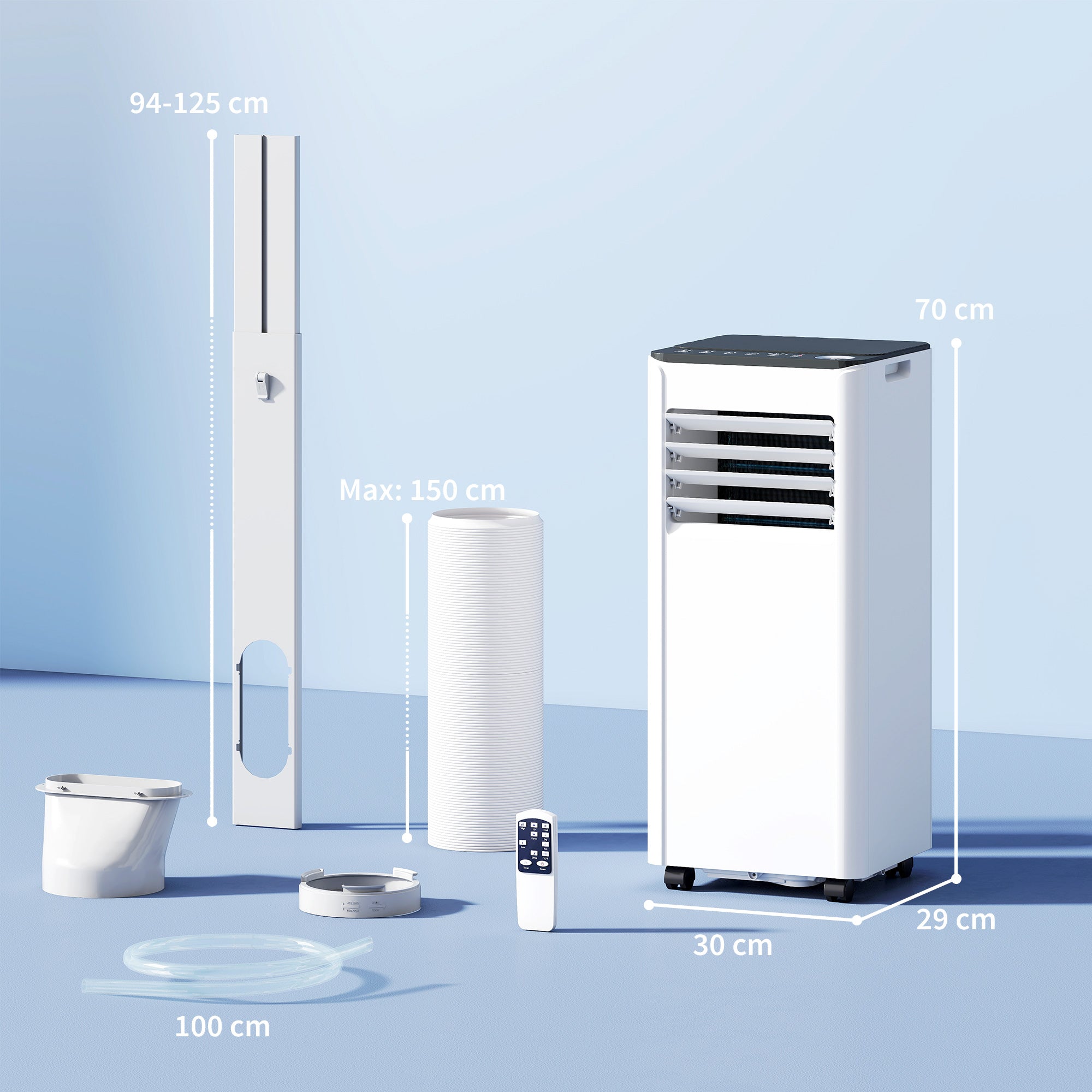 Portable Air Conditioner 9000 BTU, 4-in-1 Air Conditioning Unit with Cool, Dehumidifier, Fan, Sleep Mode, WiFi Voice Remote Control, 24H Timer, 2 Speeds, Window Kit, for Room up to 28 m²