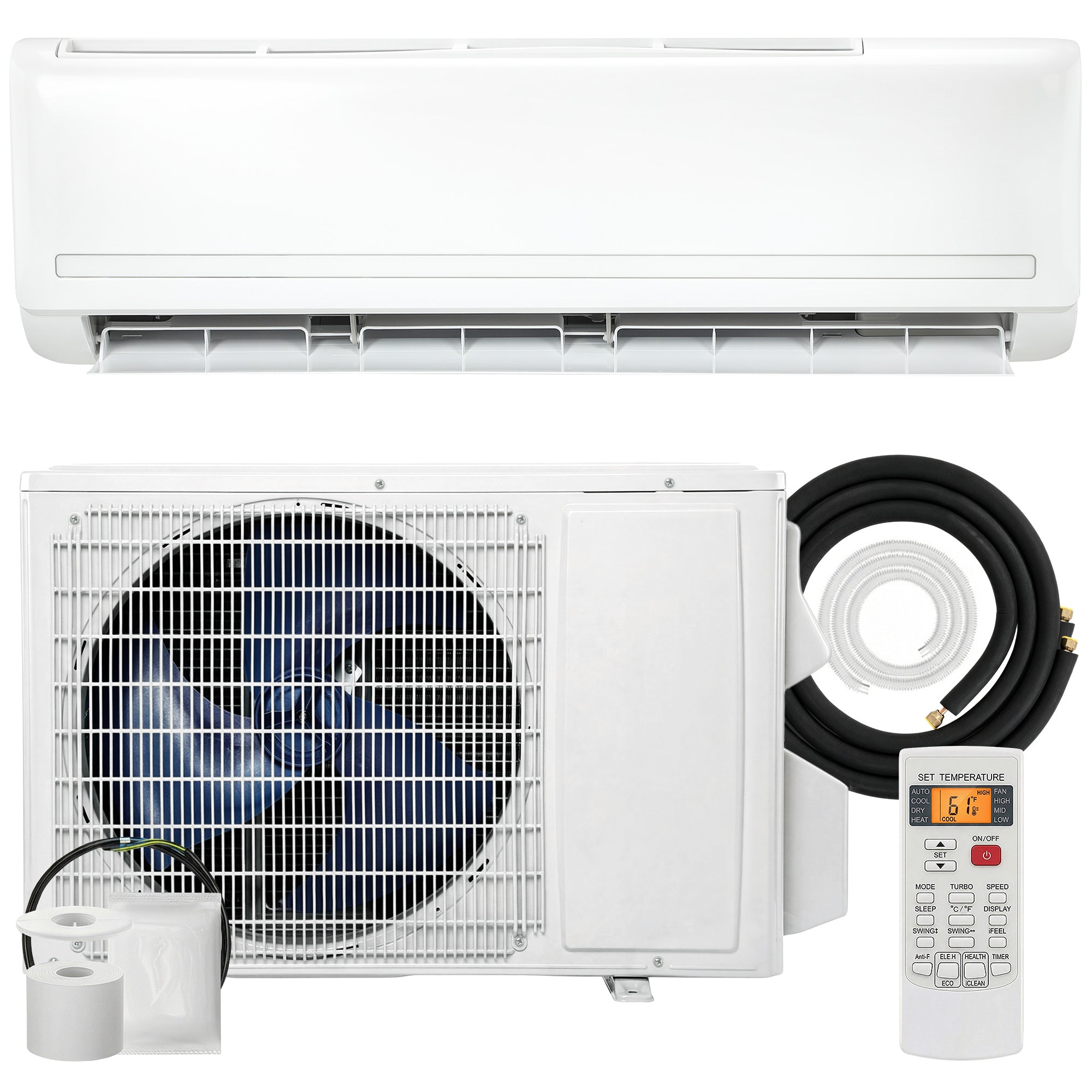 18000 BTU Mini Split Air Conditioner and Heat Pump, 19 SEER2 230V Energy Efficient Ductless Inverter AC Unit Cools up to 1250 Sq.Ft, Complete Installation Kit