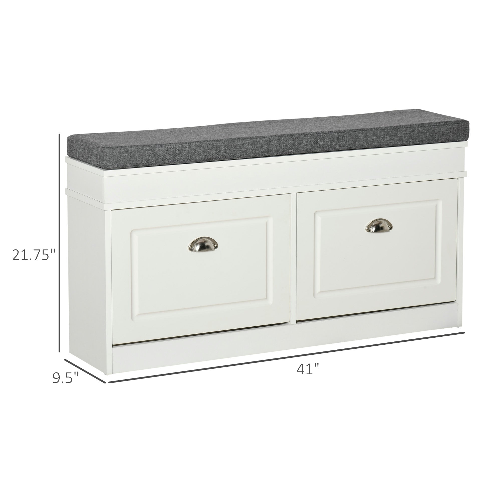 Modern Shoe Storage Bench w/ Cushion & 2 Drawers, Entryway Bench, Holds 8 Pairs, White - HOMCOM