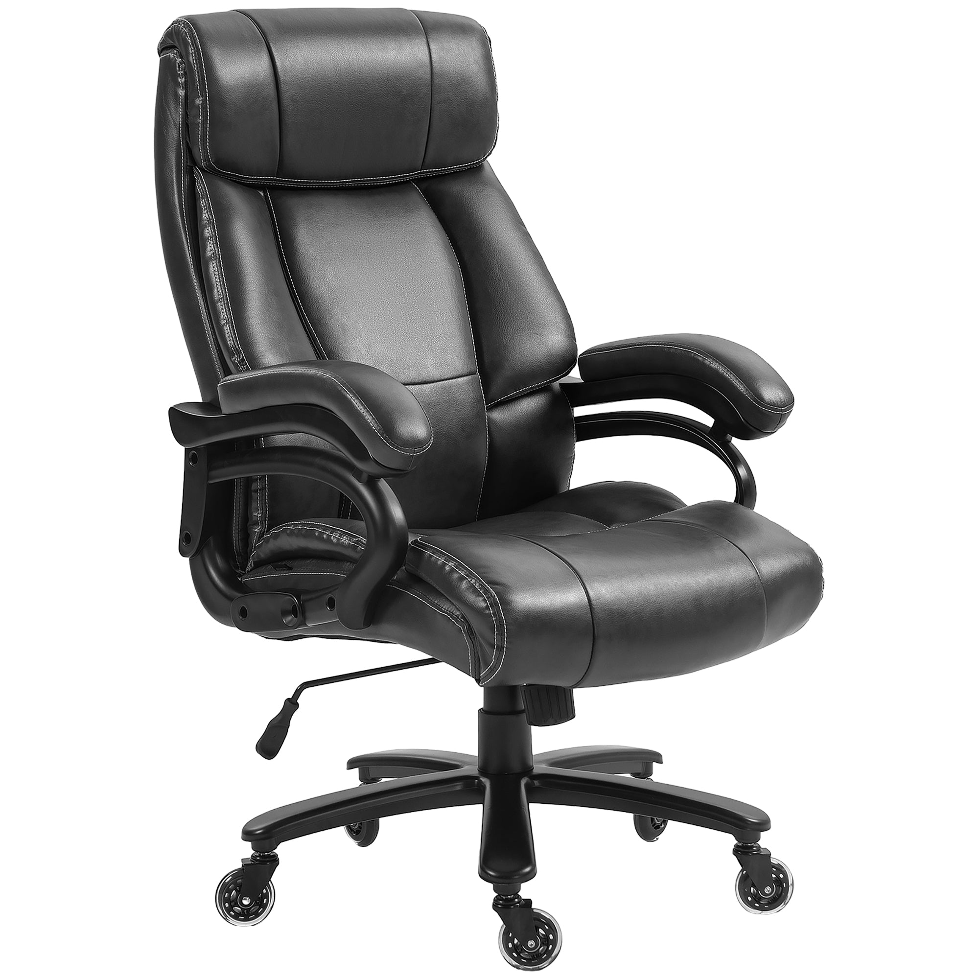 Big and Tall Office Chair w/ PU Leather & Swivel Wheels, up to 400 lbs, Black