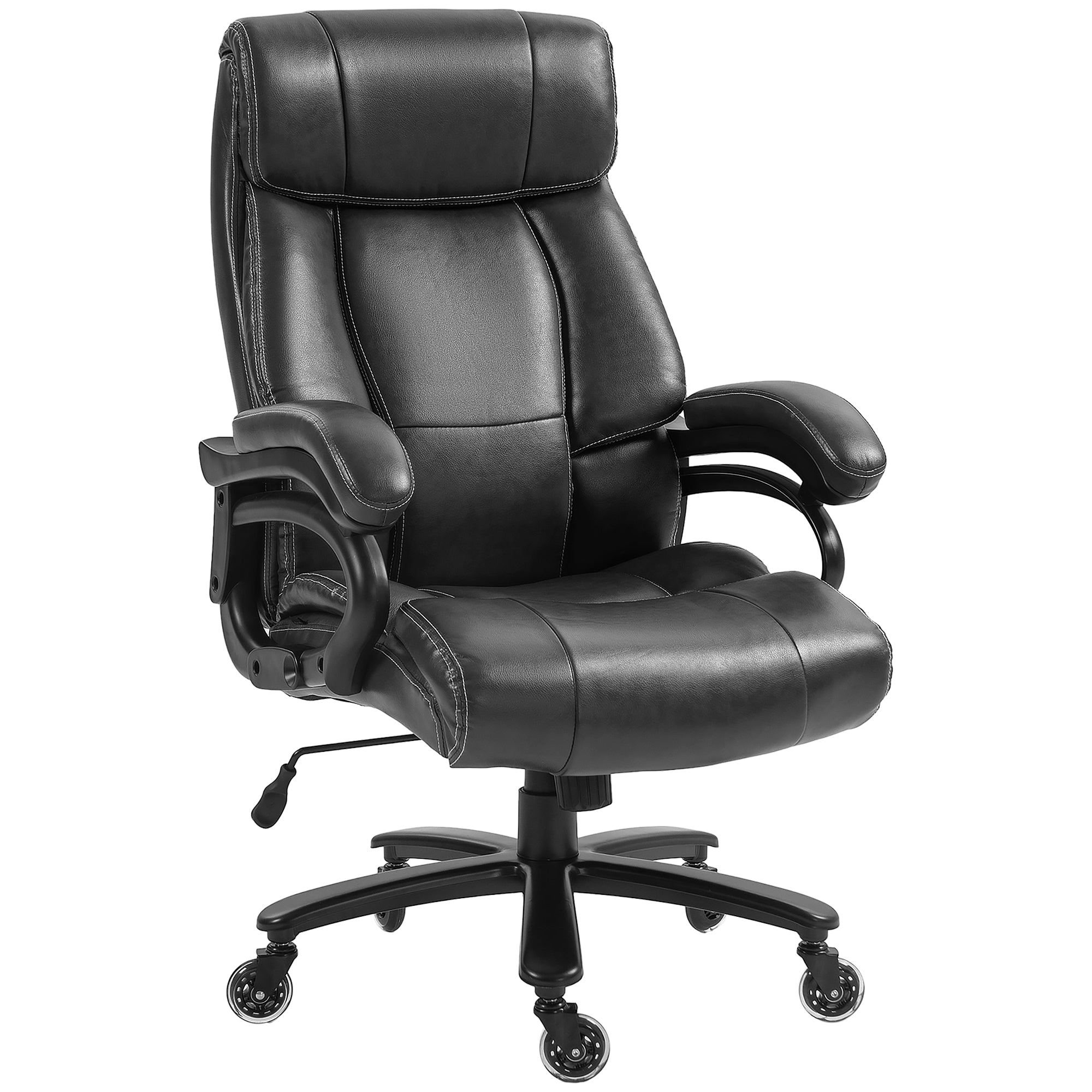 Big and Tall Office Chair w/ PU Leather & Swivel Wheels, up to 400 lbs, Black