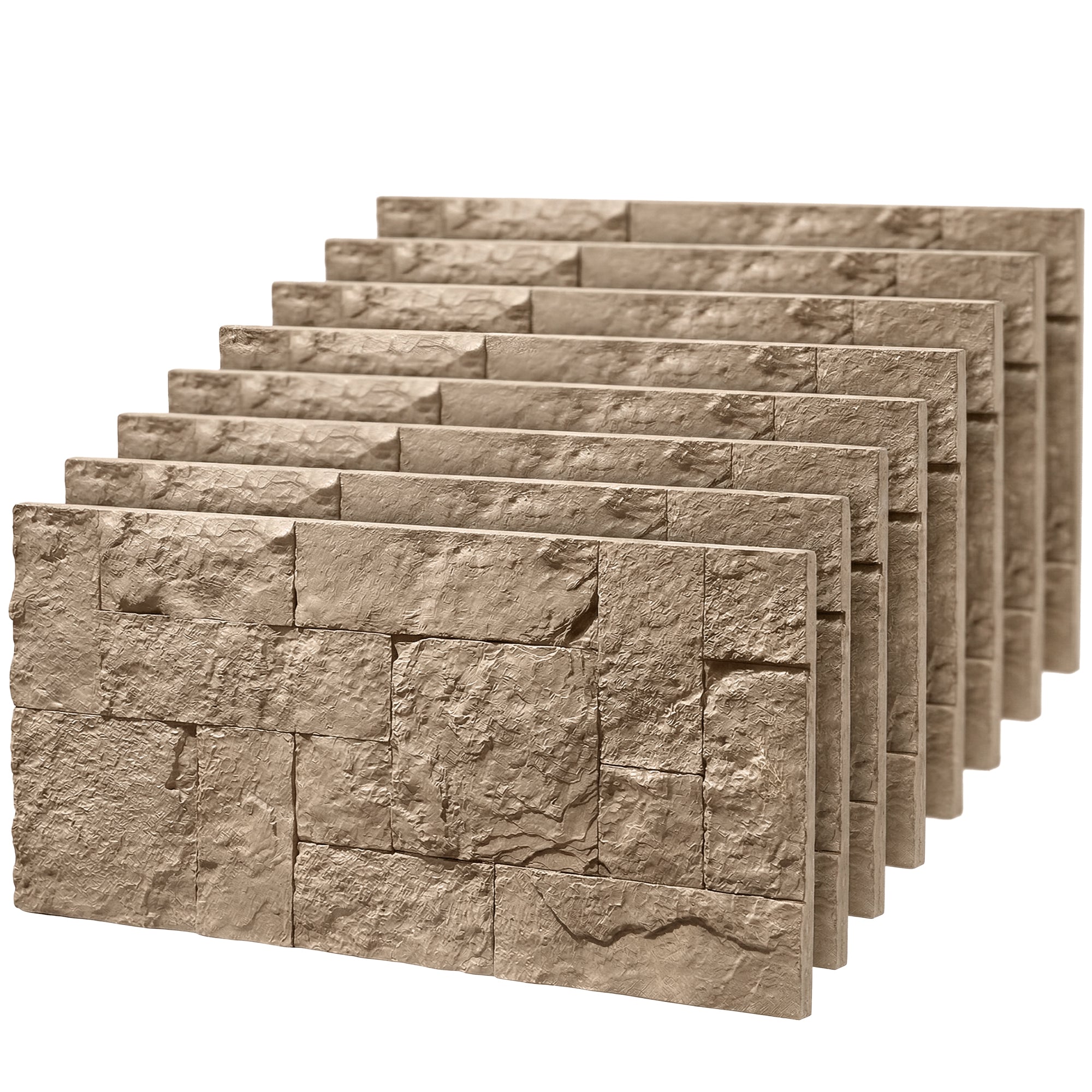 8-Pack 3D Faux Stone Wall Panels, Lightweight Polyurethane Panels for Interior and Exterior Accent Walls, Water-Resistant, 4' x 2', Cover 61.8 Sq.Ft., 1" Thick, Beige