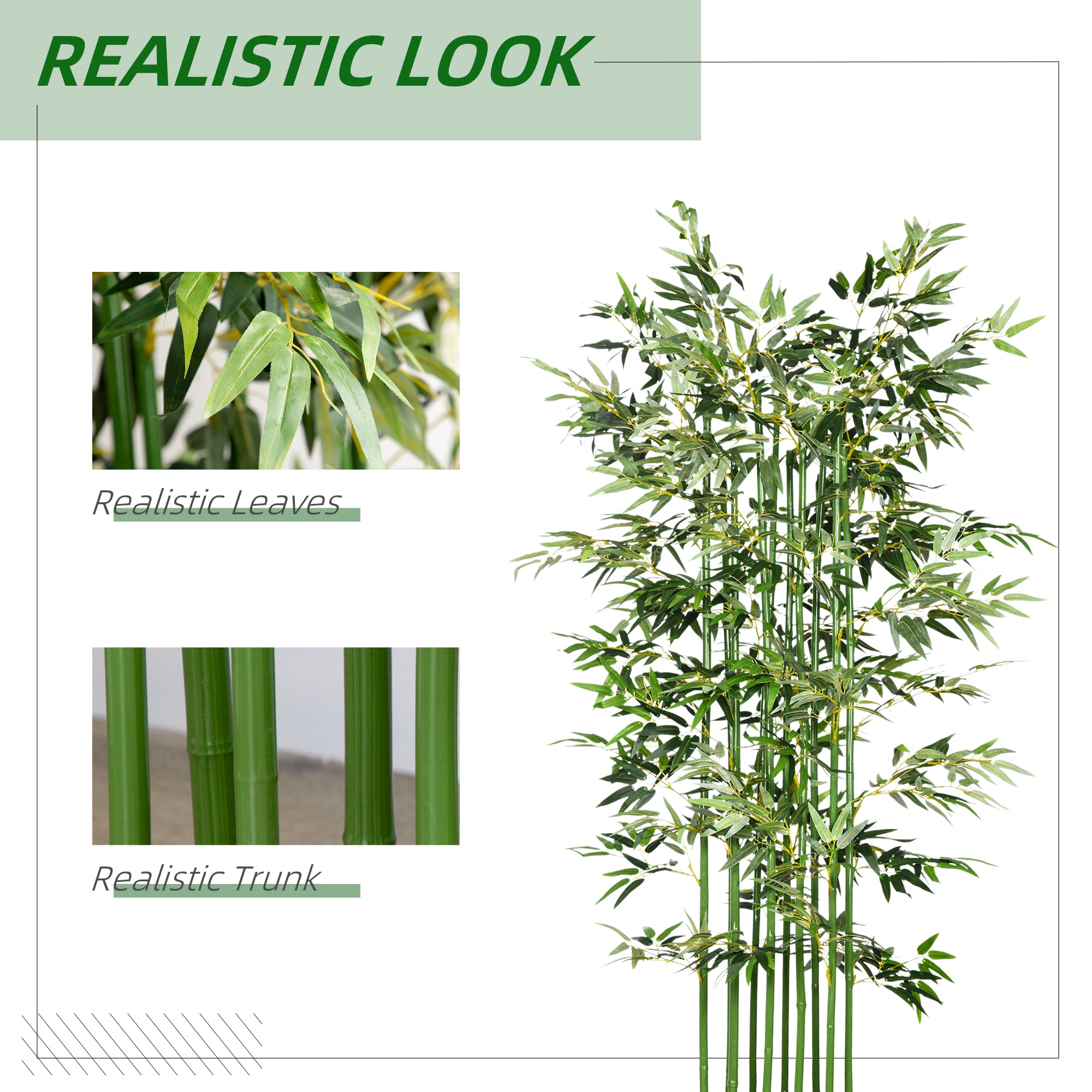 5ft Tall Artificial Bamboo Tree, Fake Bamboo Plant with Realistic Leaf and Natural Trunk, Decorative Fake Tree with Pine Wood Base for Indoor Home Office Decor