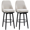 Bar Height Stools Set of 2 Modern 360°Swivel 29.5" Upholstered Kitchen Chairs Cream White