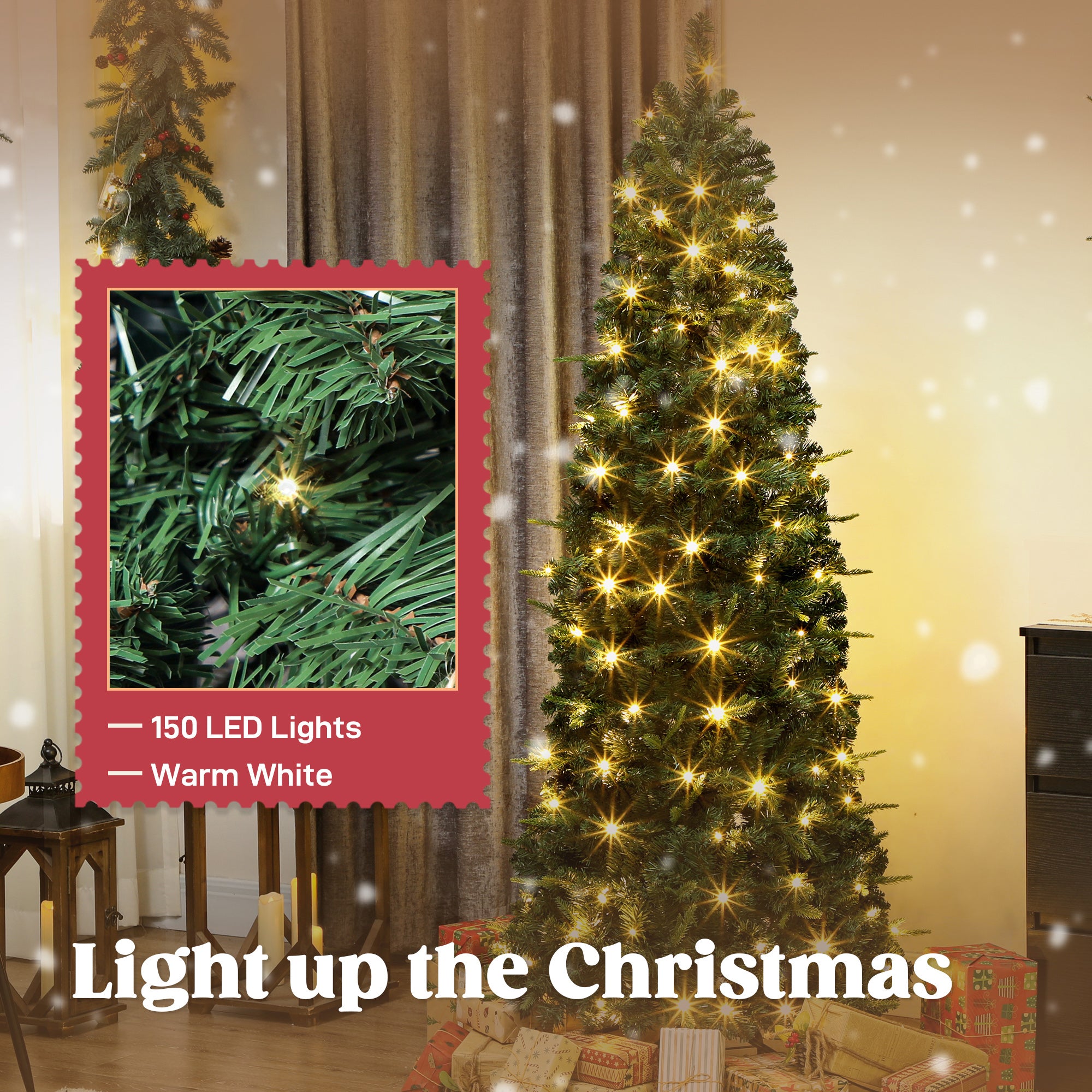 6 ft Prelit Pop Up Christmas Tree with 150 LED Lights, Collapsible Artificial Xmas Tree with Foldable Metal Stand for Home, Office, Holiday Decor, Easy Assembly, Green