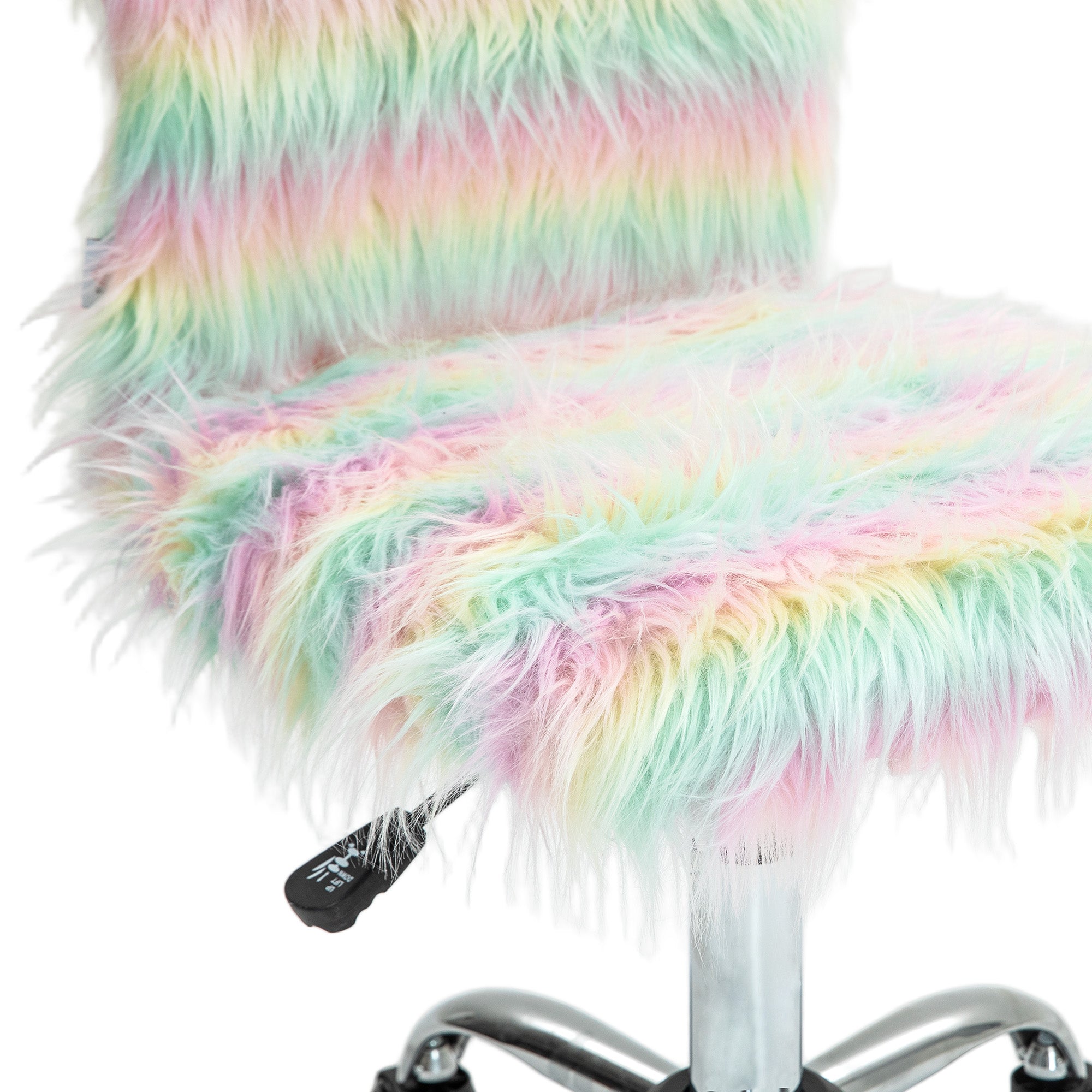 HOMCOM Armless Computer Desk Chair, Fluffy Fabric Swivel Office Chair, Makeup Vanity Chair with Height Adjustable, Wheels, for Home Study Bedroom, Multicolour
