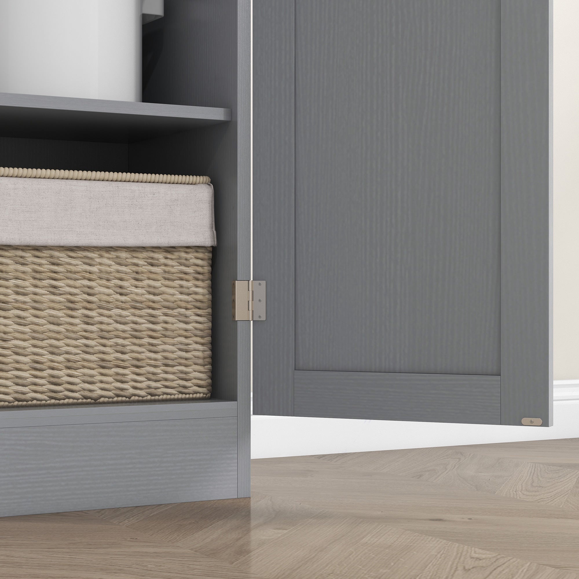 Freestanding Kitchen Pantry 4 Door Cabinet with Adjustable Shelves Distressed Gray - HOMCOM