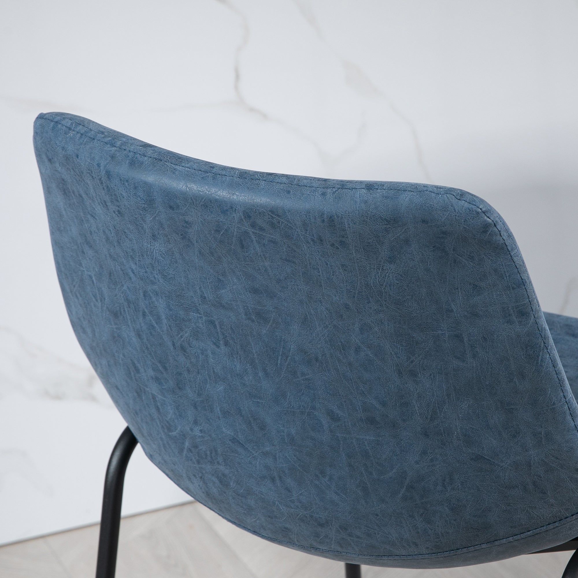 HOMCOM Counter Height Bar Stools Set of 2, Vintage PU Leather Bar Chairs, Kitchen Stools with Footrest for Home Bar, Dark Blue