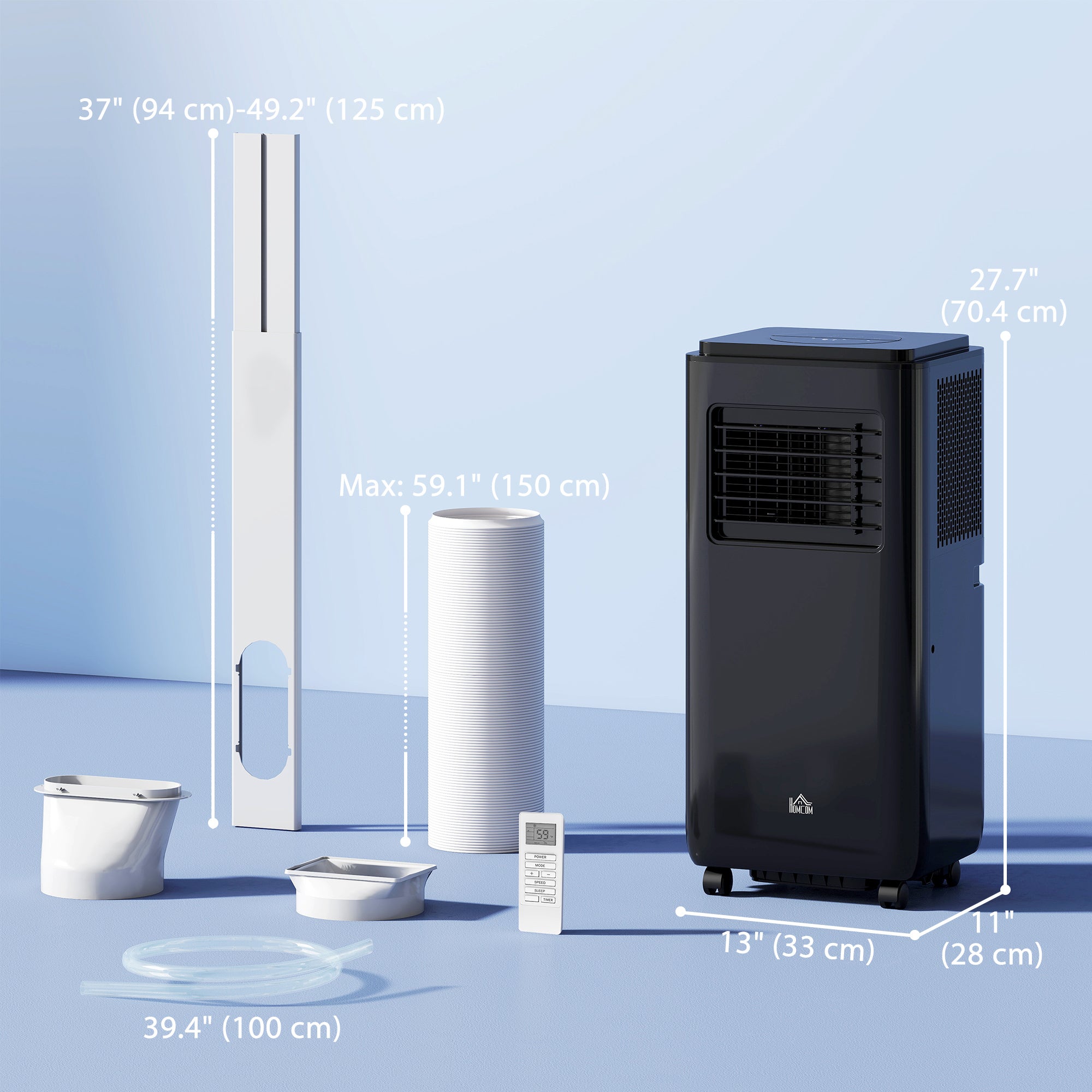 10000BTU Portable Air Conditioner for Rooms Up to 345 Sq.Ft., 3-in-1 AC Unit with Cooling Fan, Dehumidifier, Auto, Sleep & Remote, 24H Timer, Window Installation Kit, Black