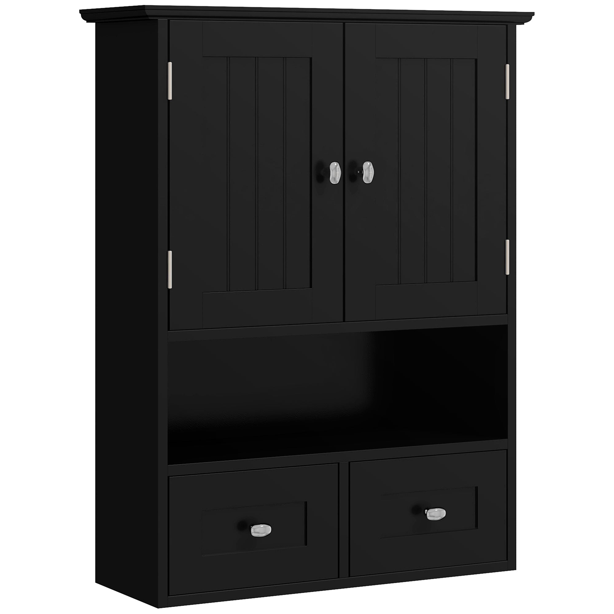 kleankin Bathroom Wall Cabinet, Medicine Cabinet, Over Toilet Storage Cabinet with Shelf and Drawers for Hallway, Living Room, Black
